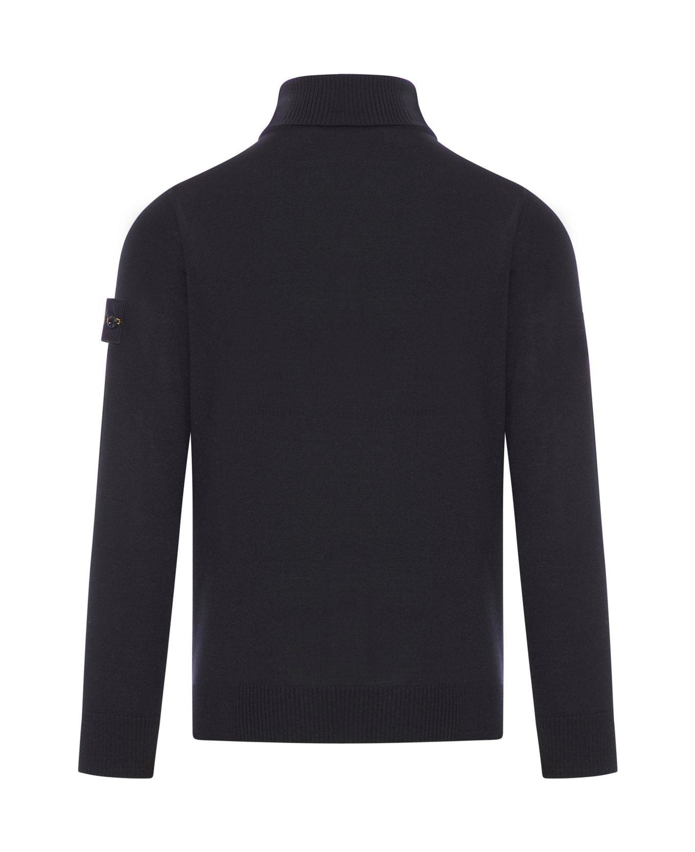 Stone Island Logo Patch Roll-neck Jumper - Black