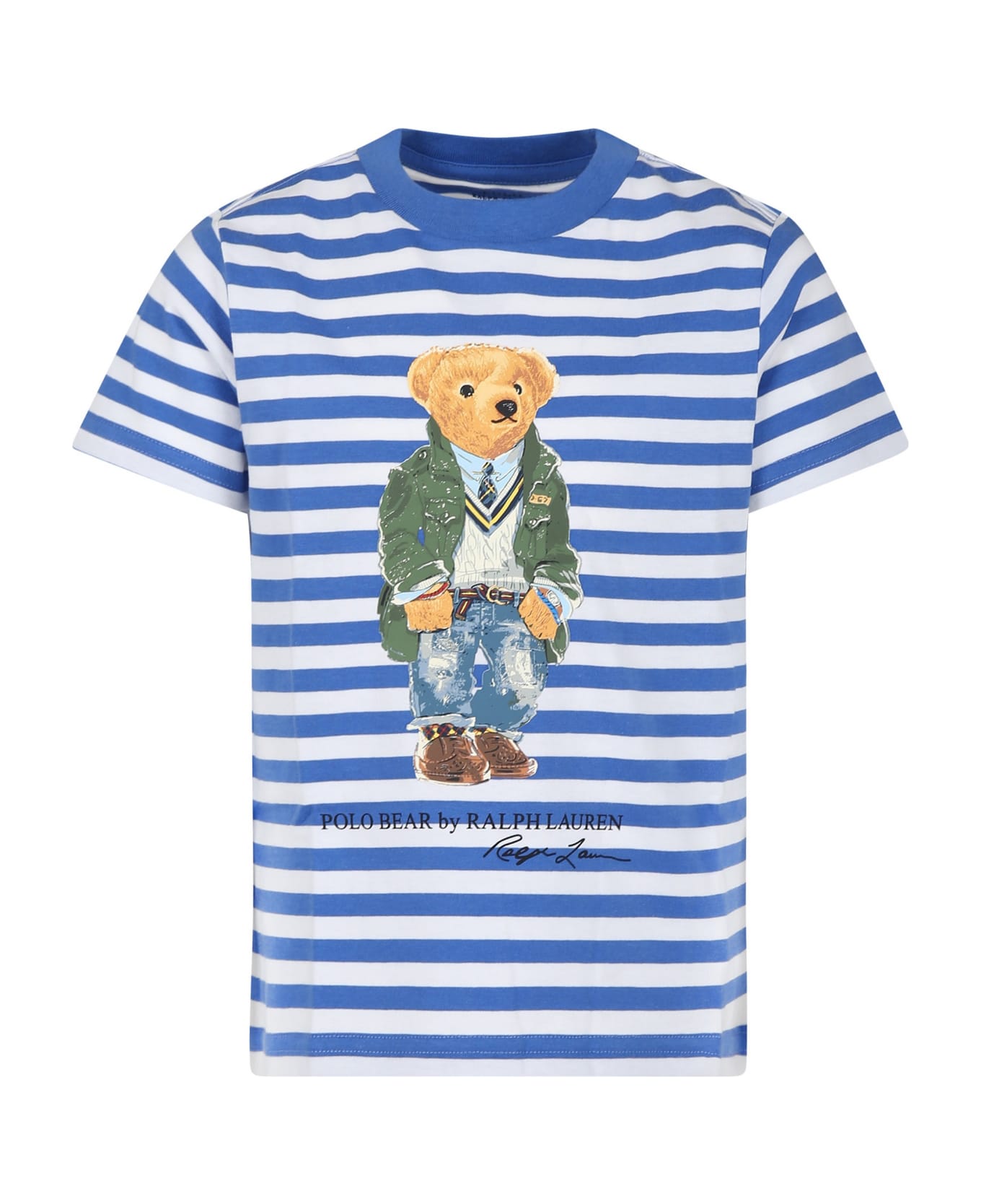Ralph Lauren Light Blue T-shirt For Boy With Polo Bear - Light Blue Tシャツ＆ポロシャツ