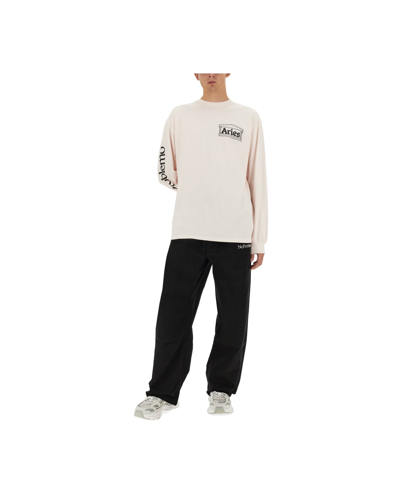 Aries Sweatshirt With Logo Print - WHITE フリース