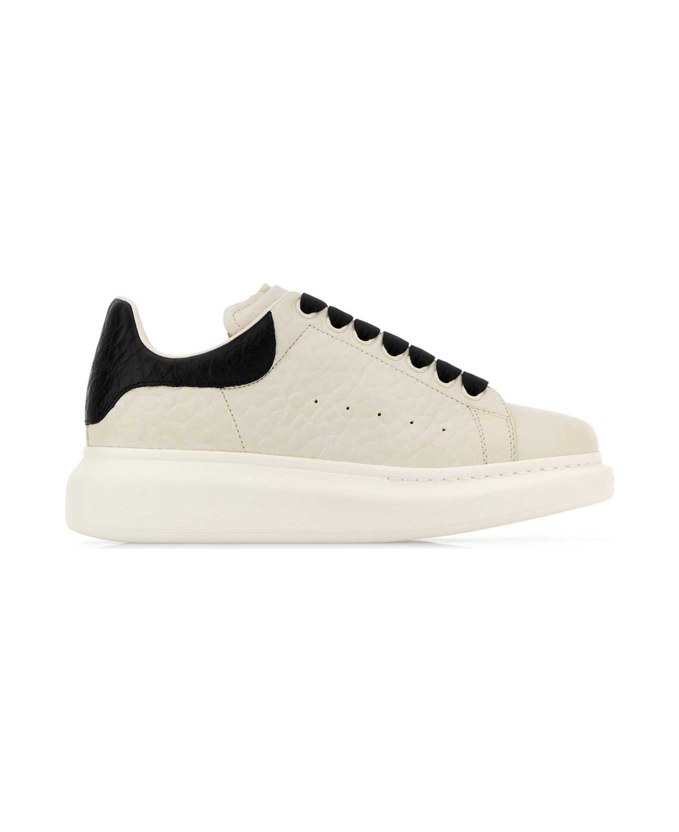 Alexander McQueen White Leather Sneakers With Black Leather Heel - OFFWHITEBLACK