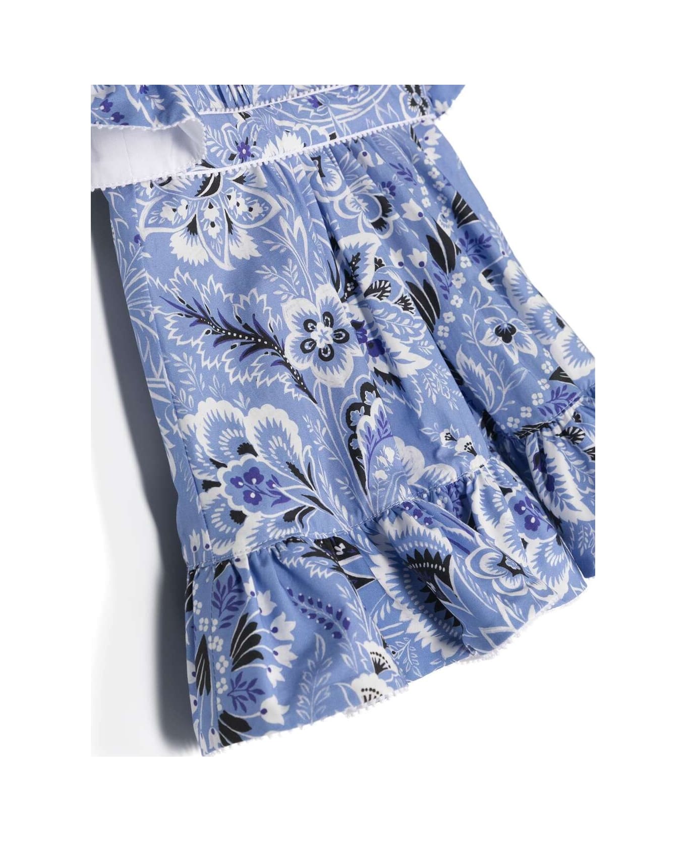 Etro Dress With Ruffles And Light Blue Paisley Print - Blue