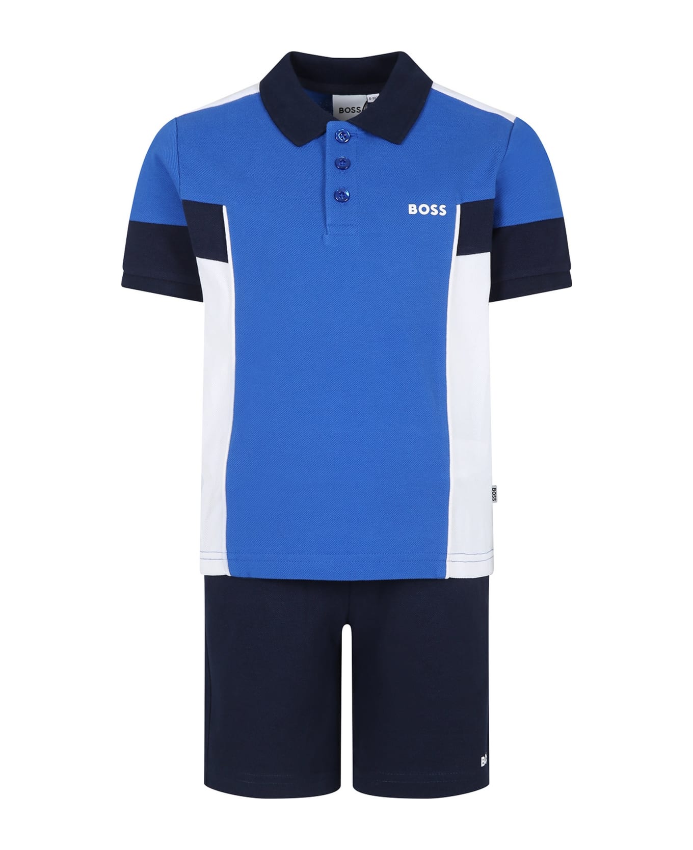 Hugo Boss Blue Suit For Boy With Logo - Blue