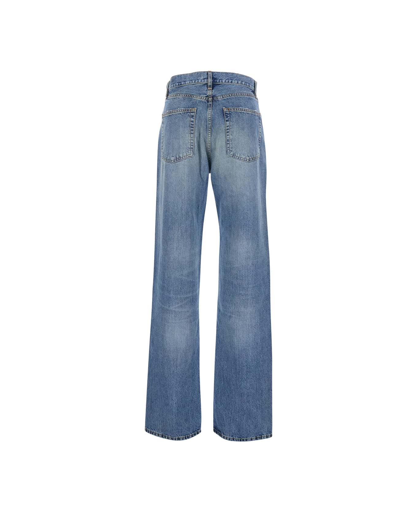 Frame 'the Stack' Blue Jeans With Five-pocket Design And Washed Effect In Denim Woman - Blu