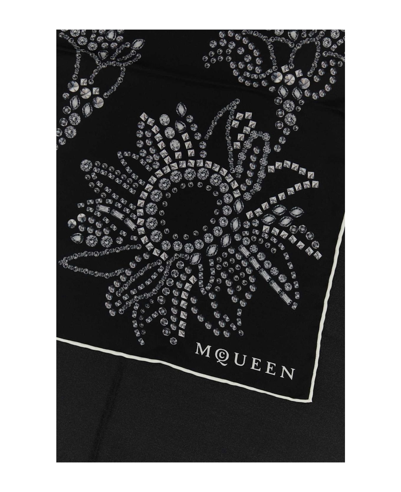Alexander McQueen Printed Silk Foulard - BLACKLIGHTGREY