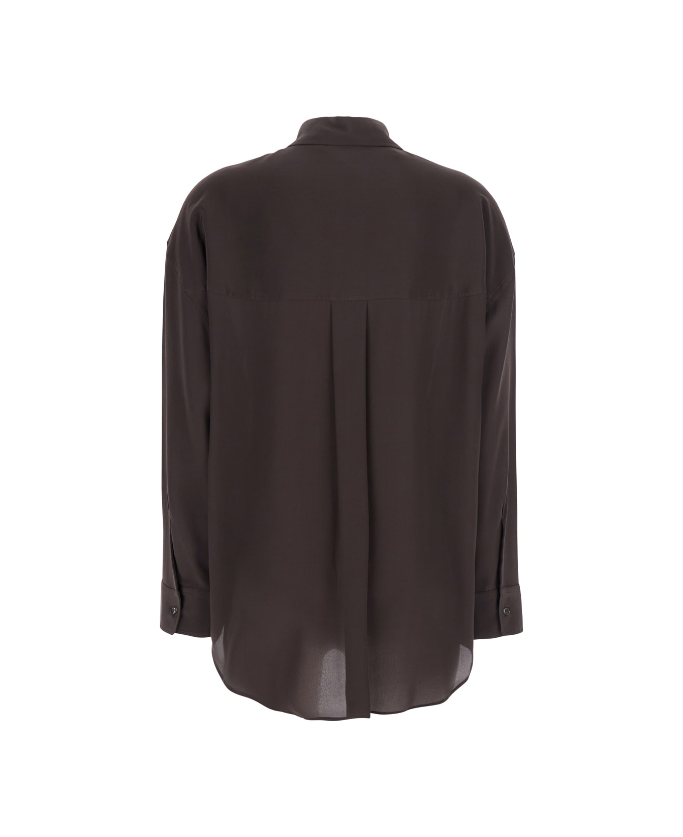 Parosh Dark Brown Shirt With Pointed Collar And Long Sleeves In Silk Woman - Brown