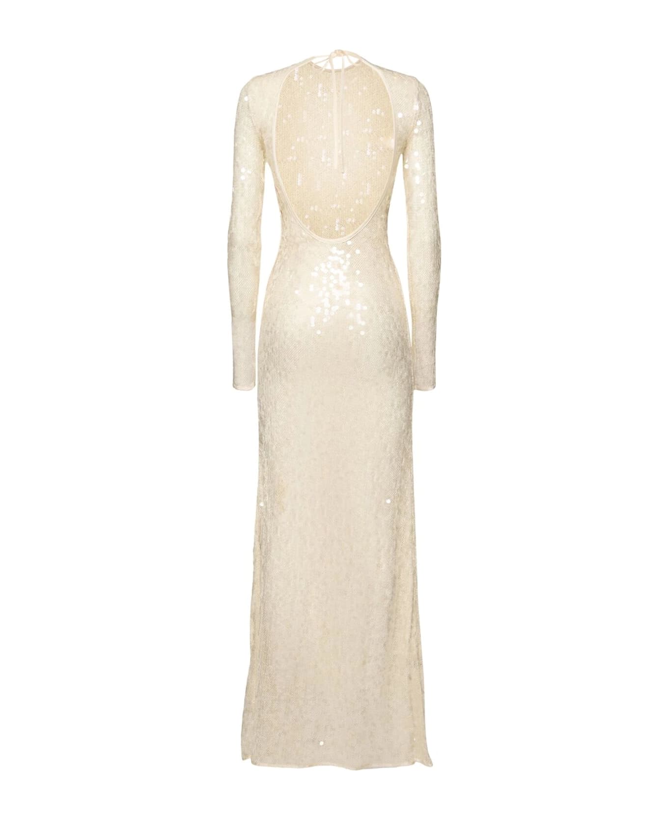 David Koma Long Sleeved Sequin Gown - White