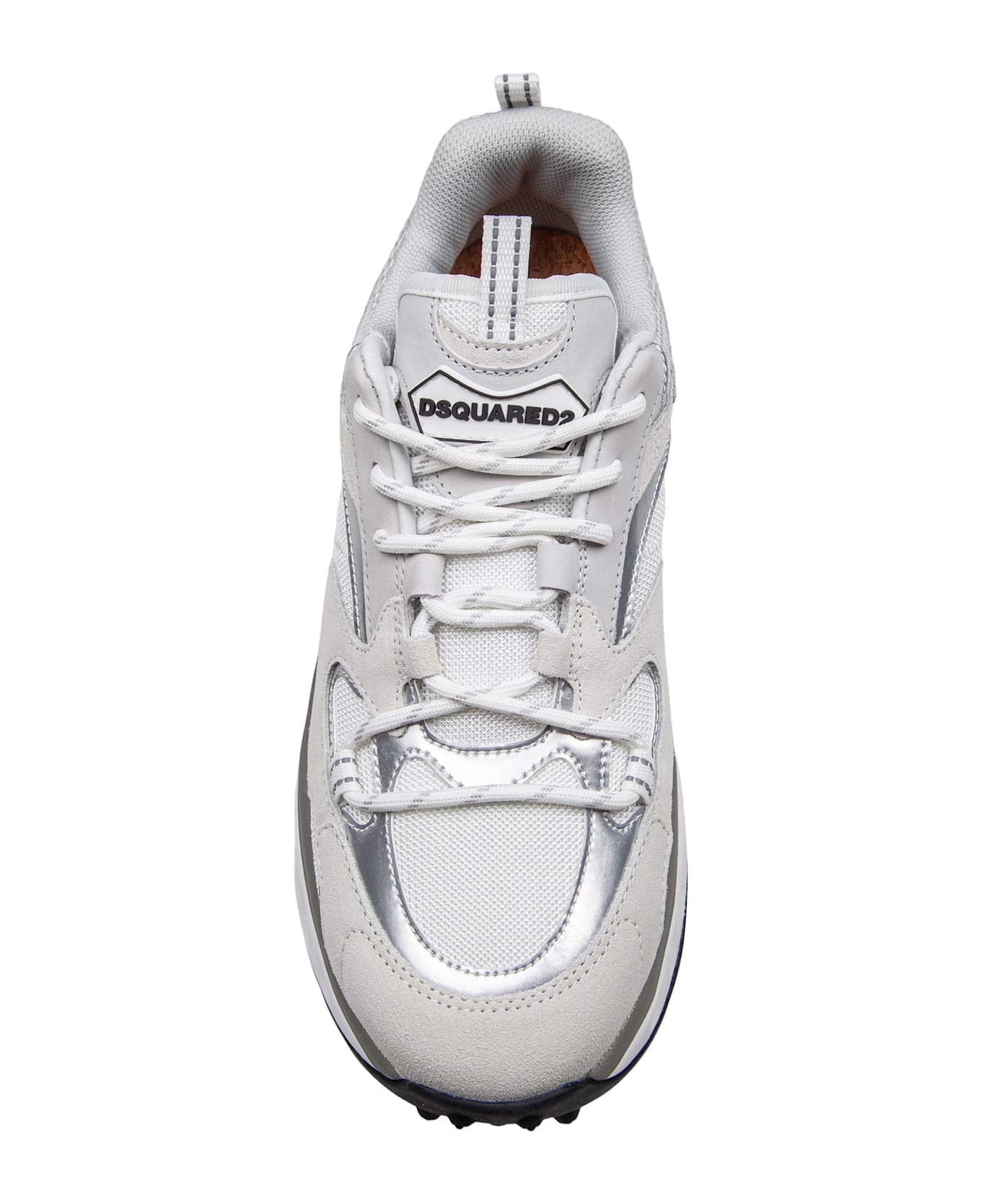 Dsquared2 Bubble Sneakers In Leather And Technical Fabric Color White/silver - White/Grey