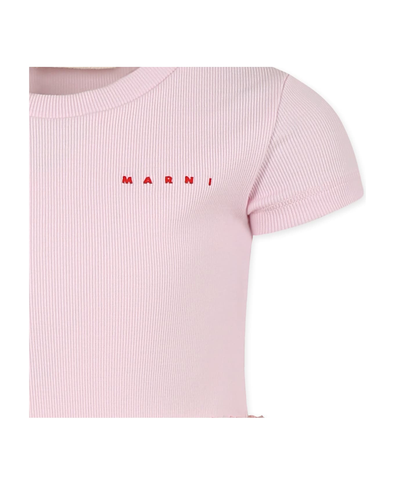Marni Pink Dress For Girl With Logo - Pink