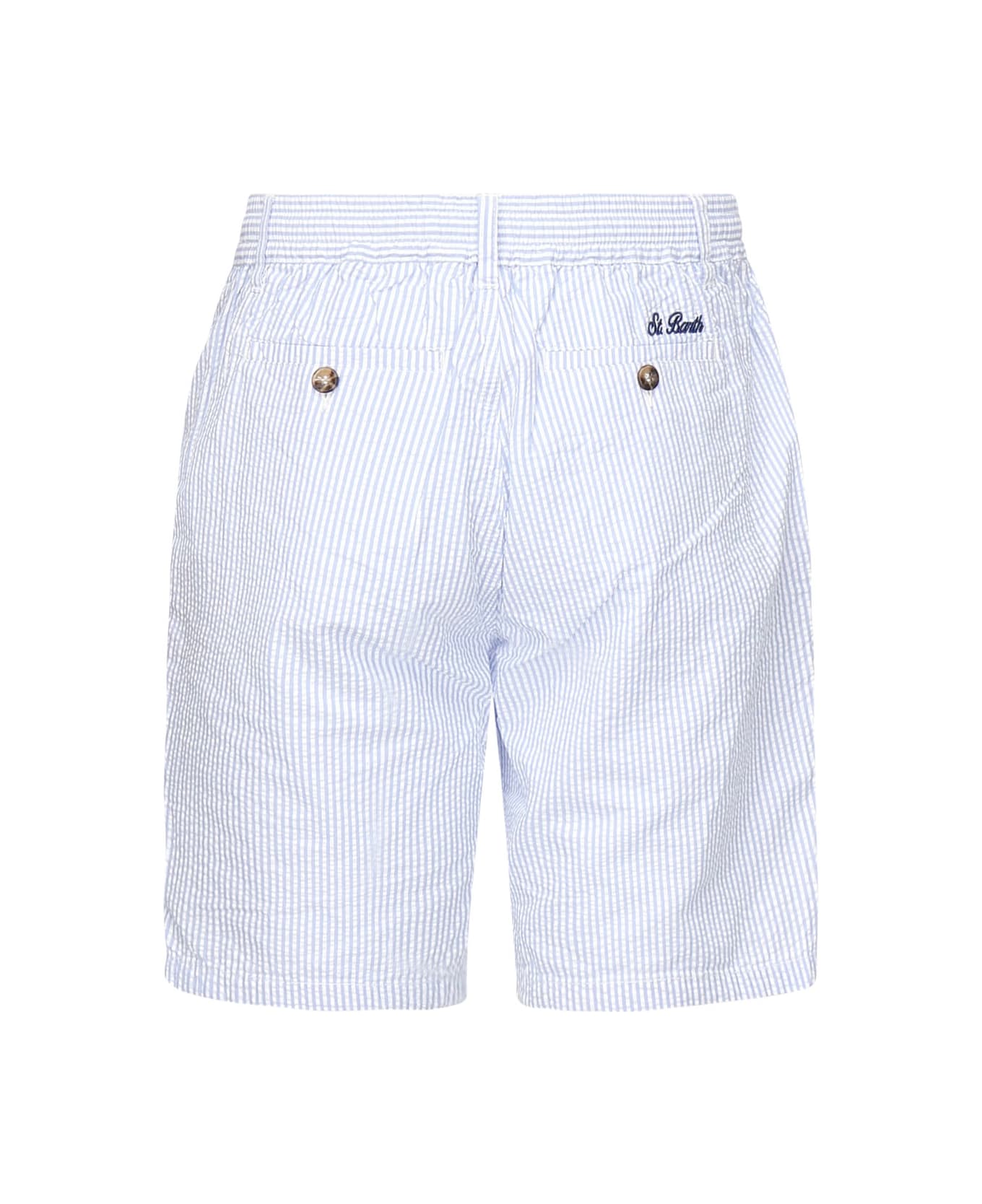 MC2 Saint Barth Ischia Striped Shorts - LIGHT BLUE/WHITE