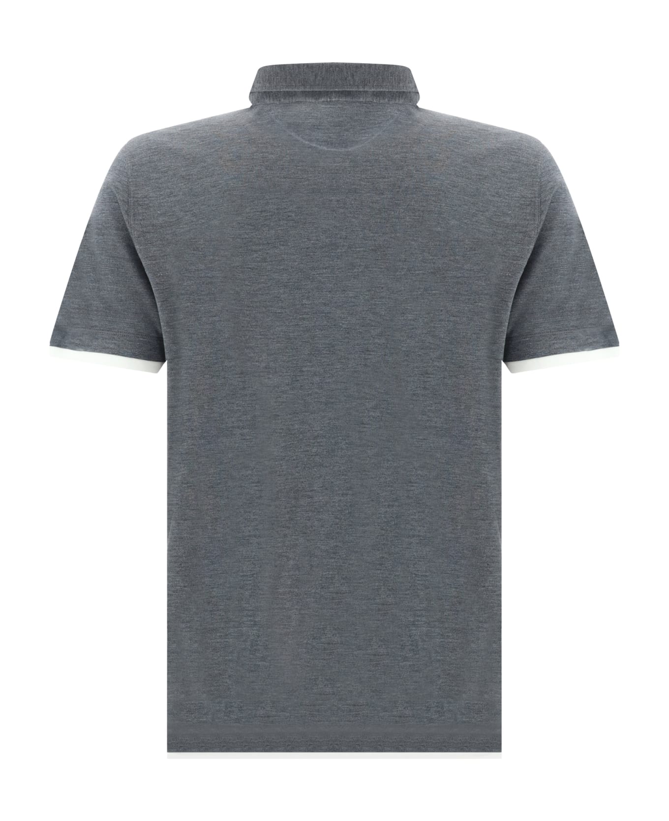 Brunello Cucinelli Silk And Cotton Polo Shirt - Dark Grey