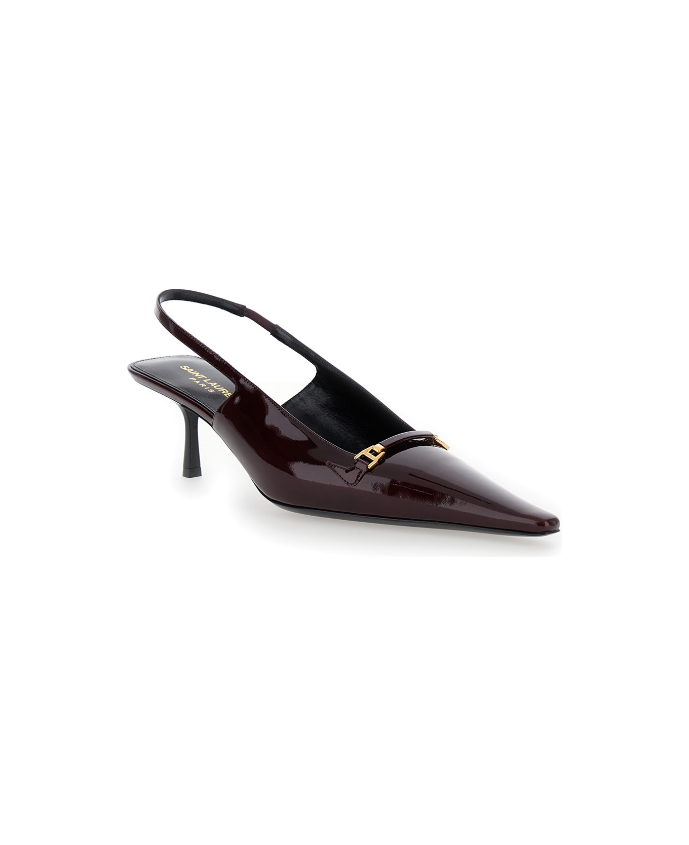 Saint Laurent Carine Slinback Pumps In Patent Leather - Bordeaux