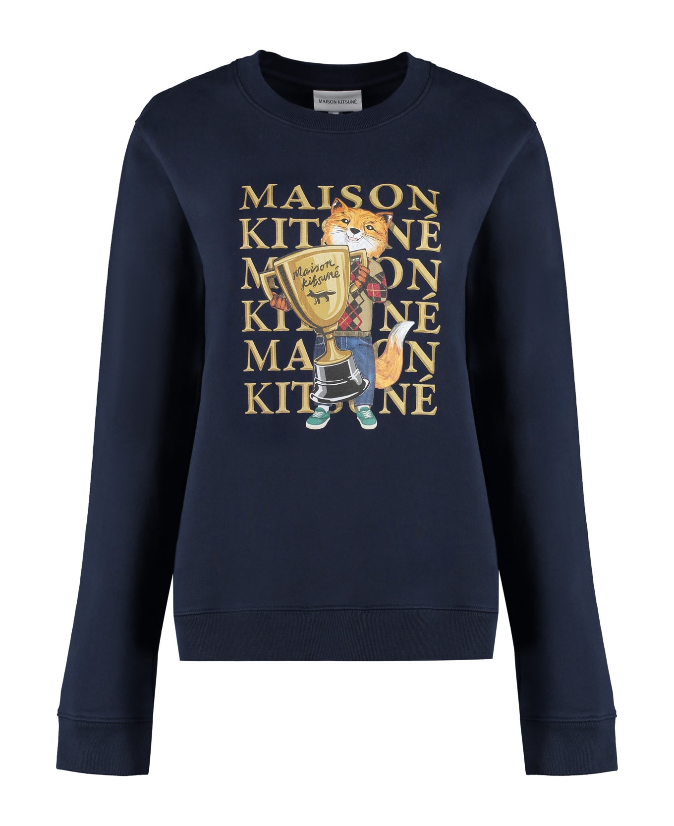 Maison Kitsuné Printed Cotton Sweatshirt - blue フリース