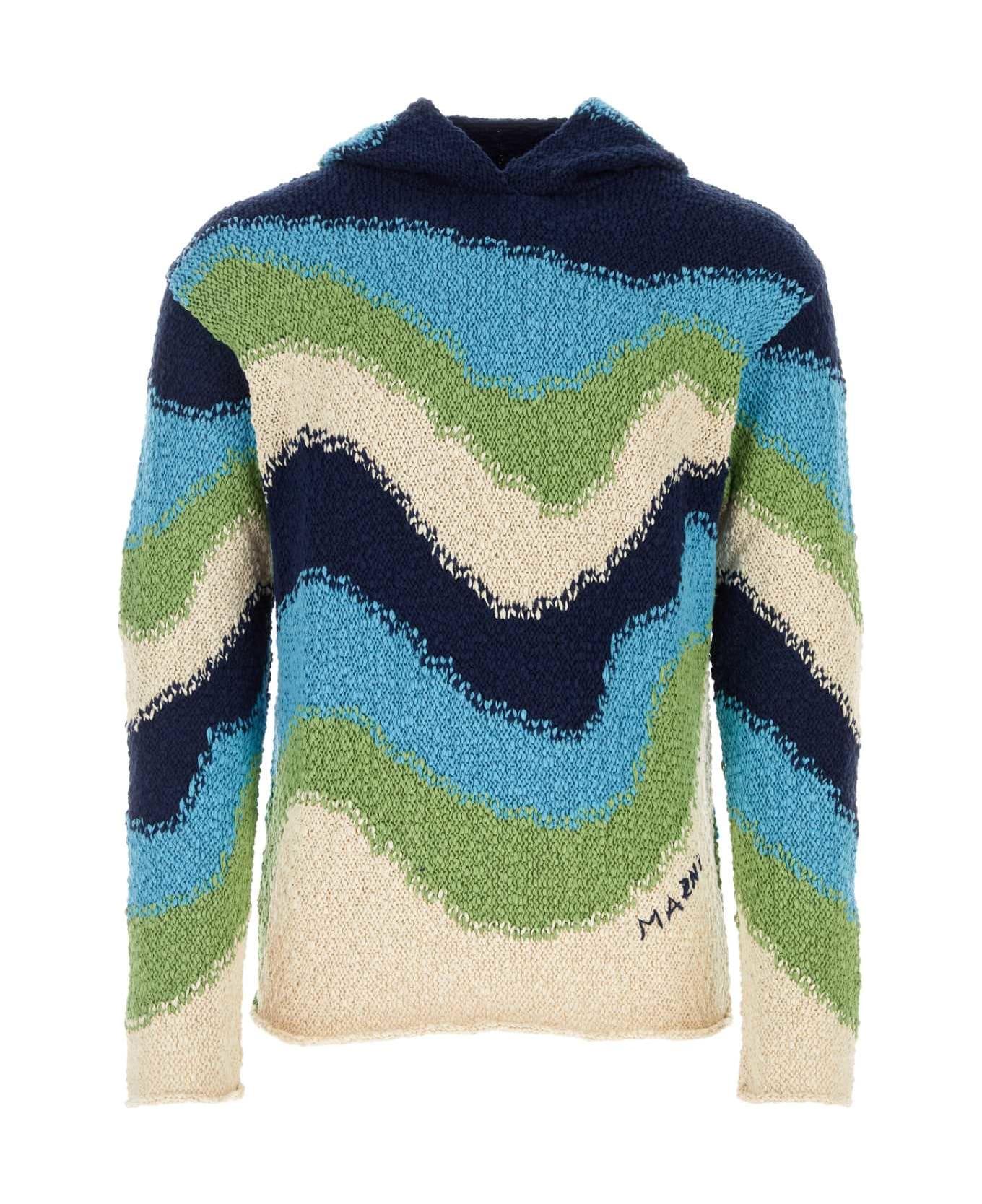 Marni Multicolor Cotton Sweater - POWDERBLUE