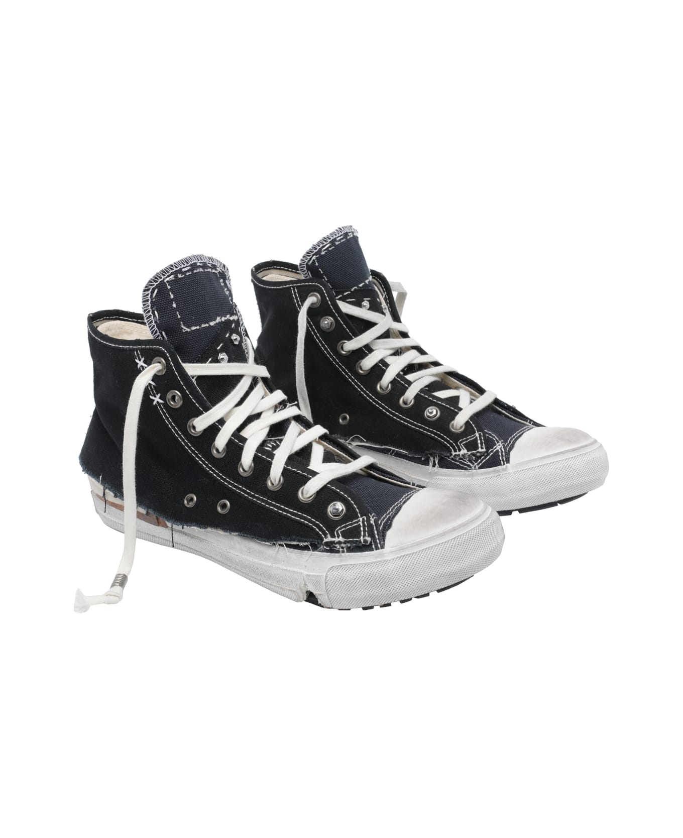 Maison Margiela High Top Sneakers With Destructured Detail - Black