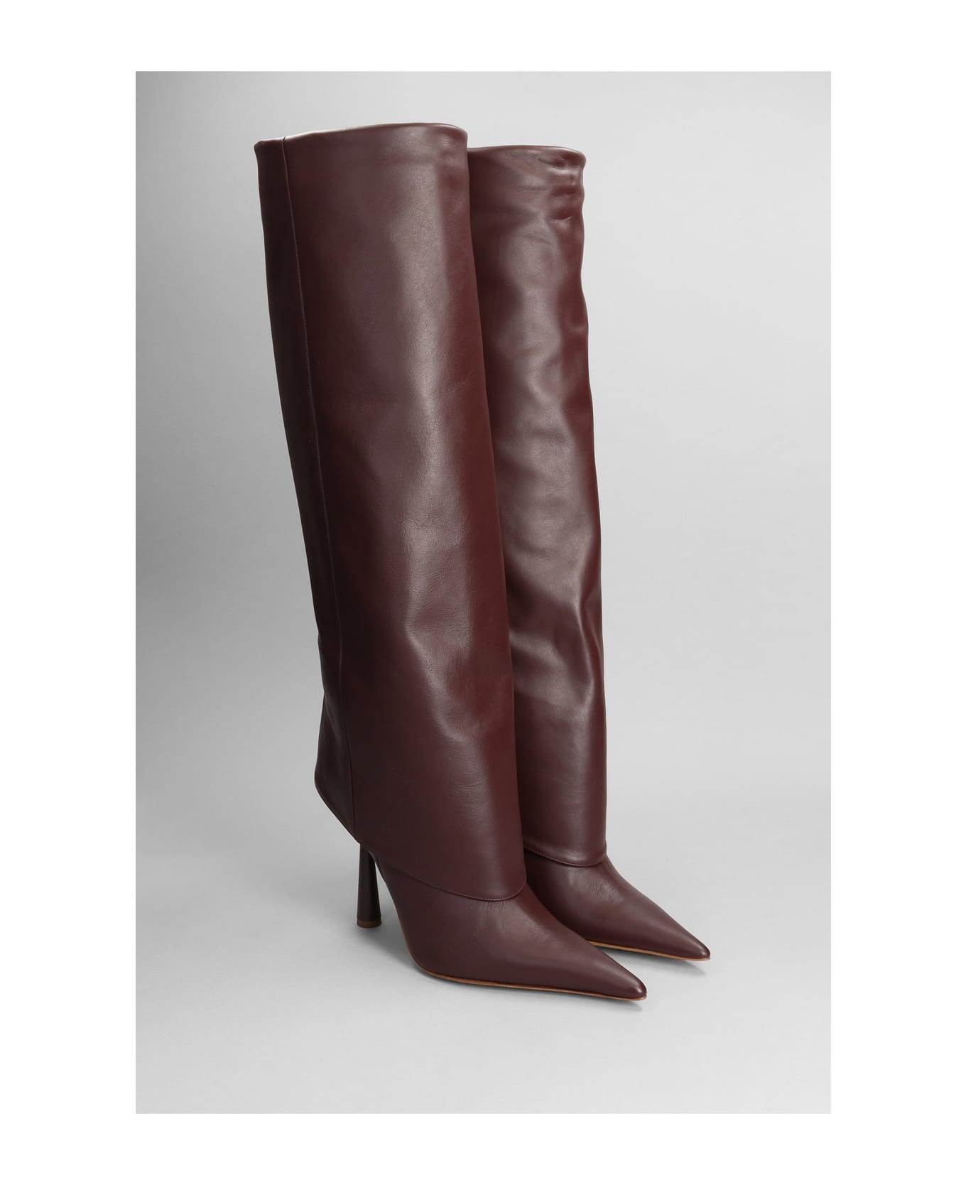 GIA BORGHINI Rhw31 High Heels Boots In Dark Brown Leather - dark brown