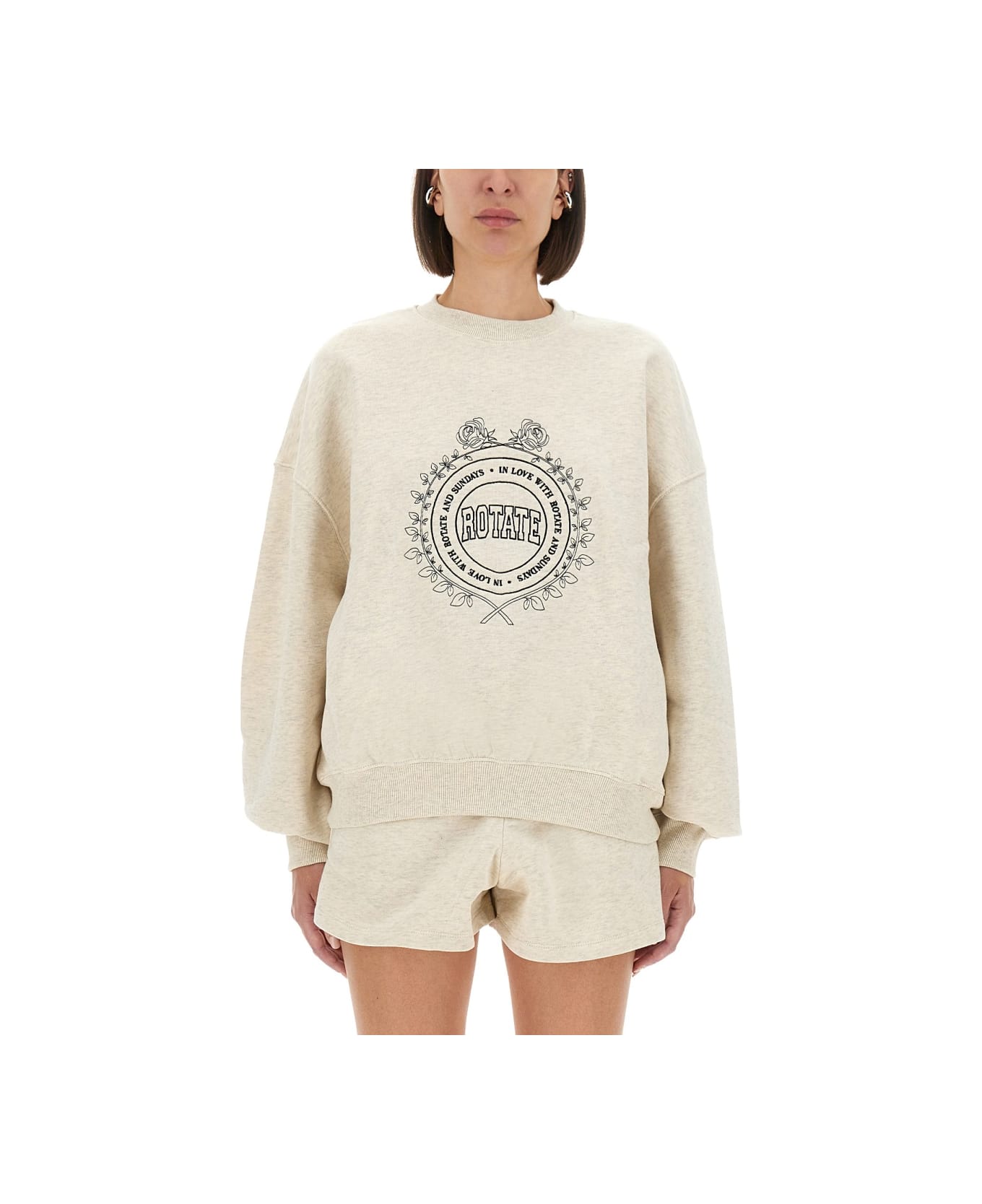 Rotate by Birger Christensen Sweatshirt With Logo - WHITE MELANGE