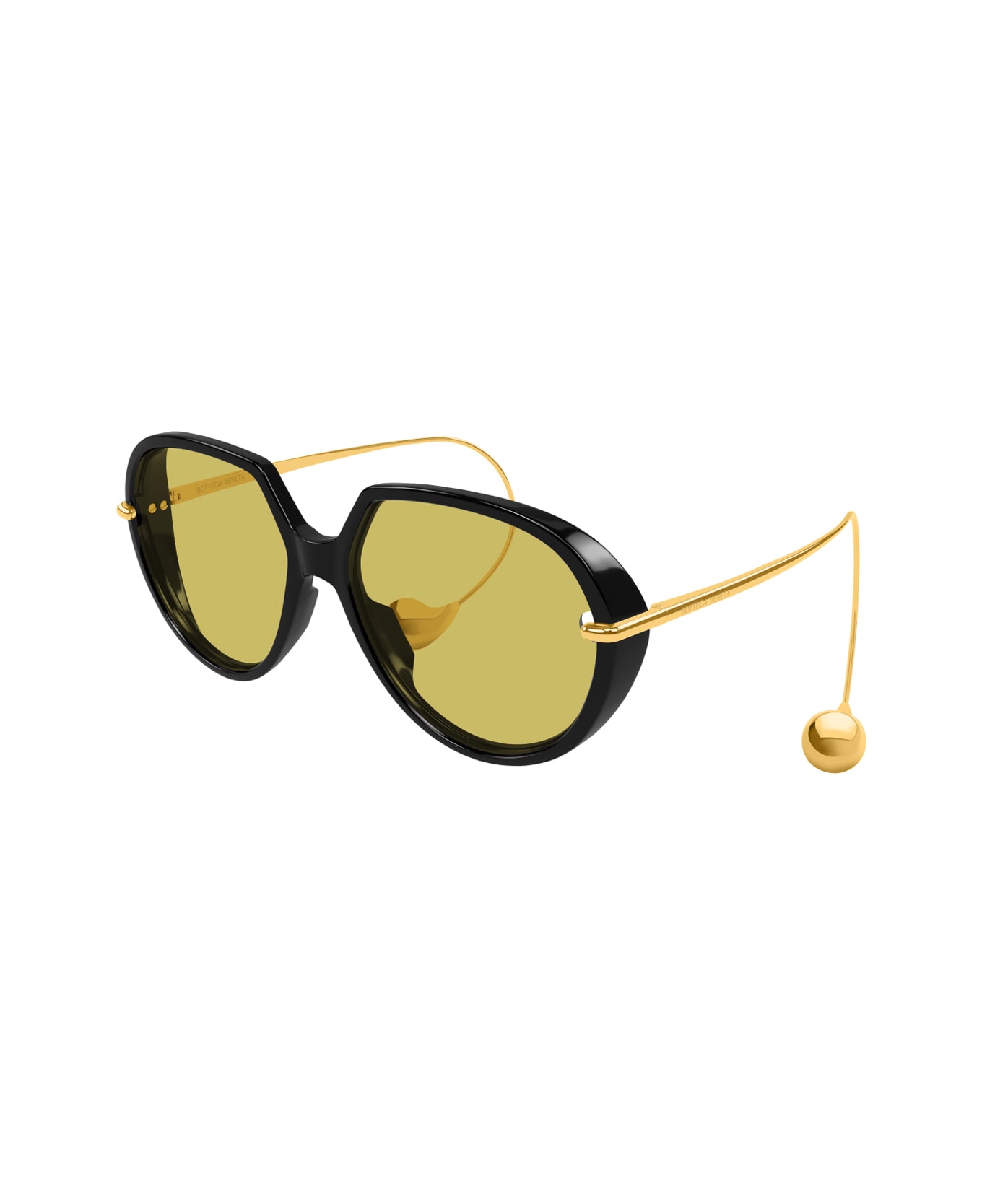 Bottega Veneta Eyewear Bottega Veneta Bv1436s Linea Unapologetic 001 Black Gold Yellow Sunglasses - Nero
