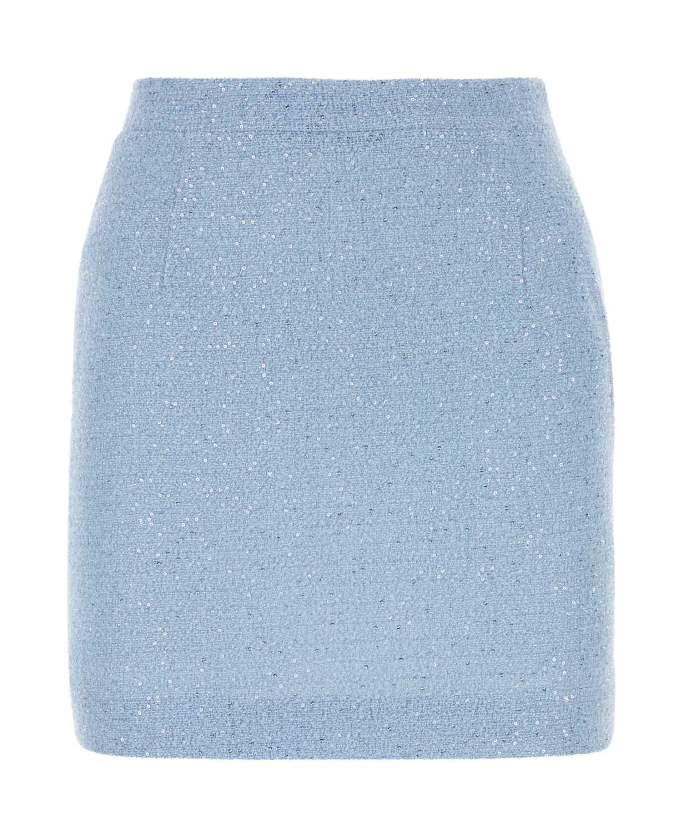 Alessandra Rich Light-blue Tweed Mini Skirt - LIGHTBLUE