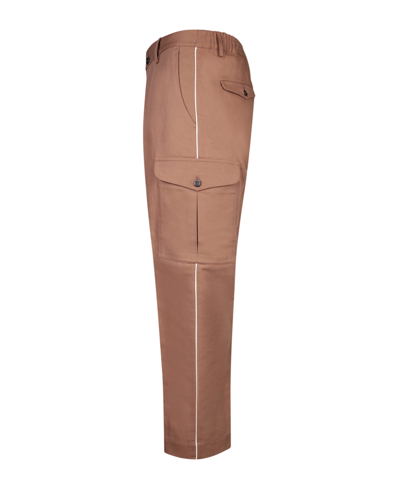 Nine in the Morning Brown Linen Cargo Trousers - Brown
