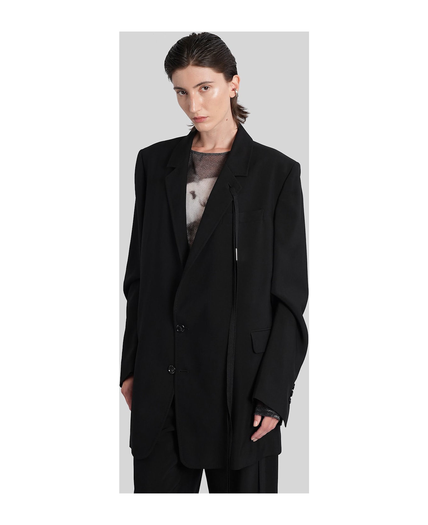 Ann Demeulemeester Agnes Blazer In Black Viscose - black