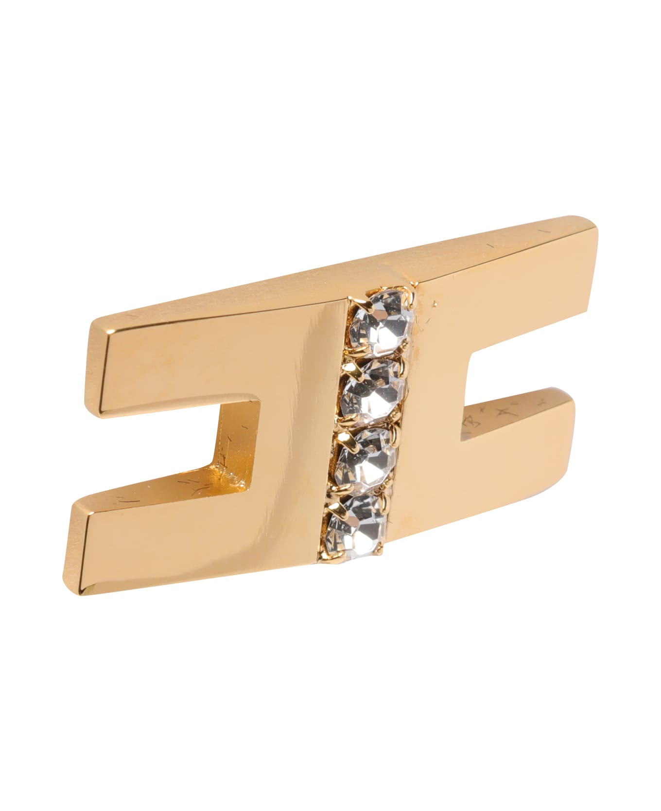 Elisabetta Franchi Logo Strass Trilogy Earrings - Golden