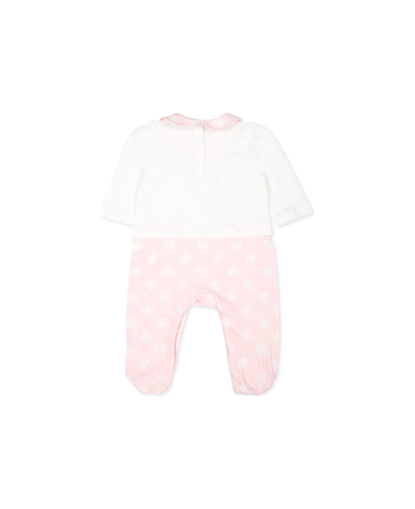 Dolce & Gabbana Pink Babygrow Set For Baby Girl With Logo Dg - Pink