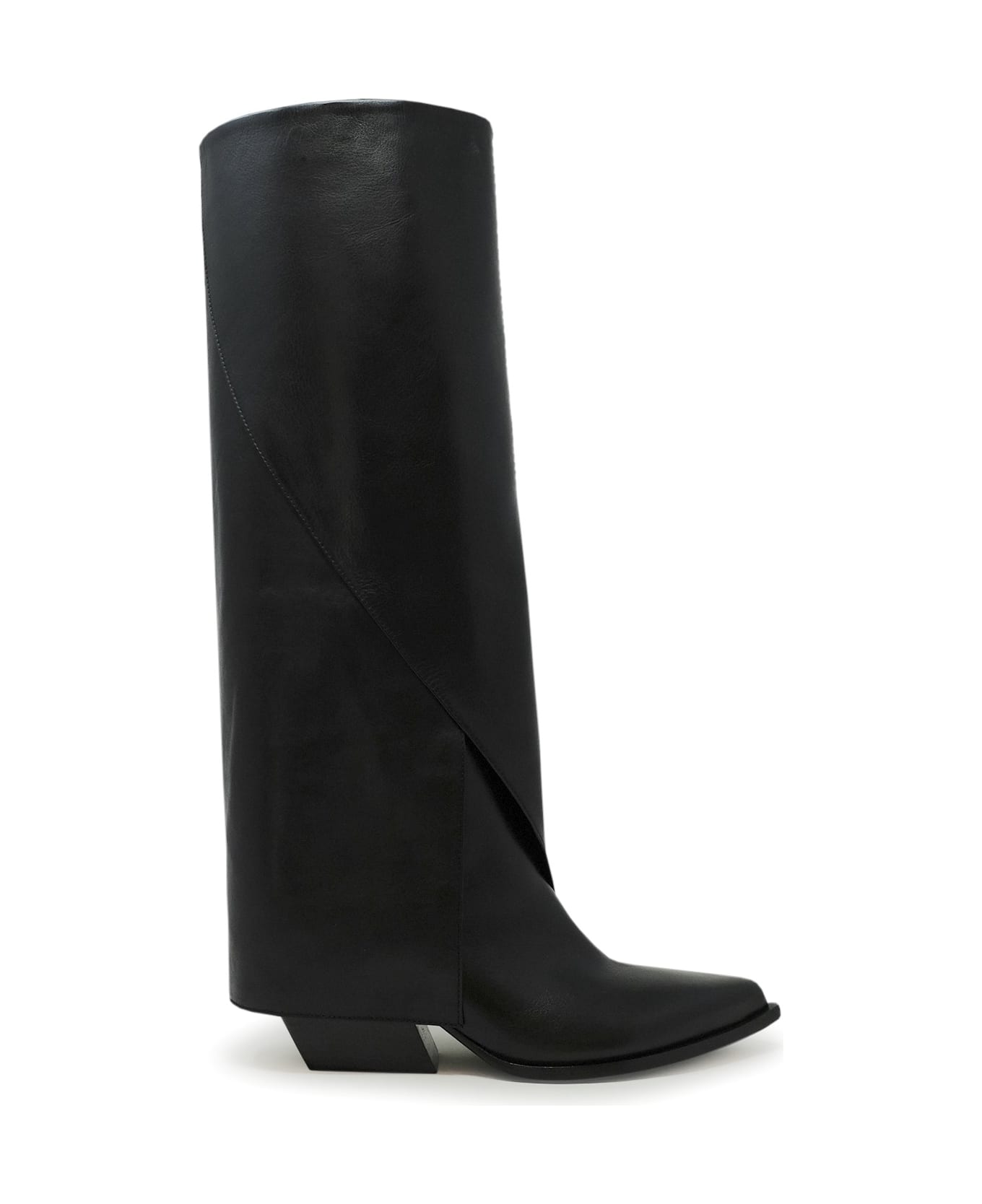 Elena Iachi Black Leather Boots - BLACK