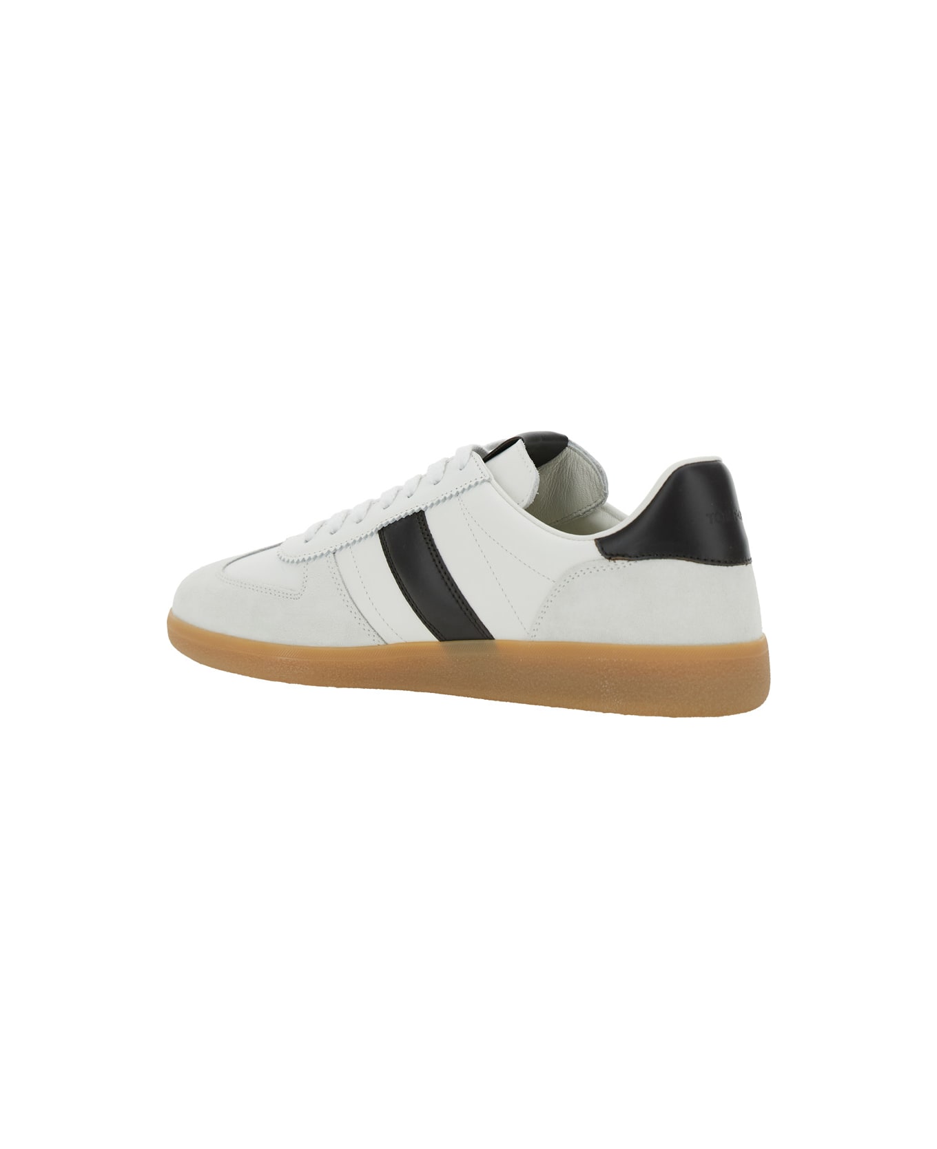 Tom Ford 
archer
 White Low Top Sneakers With Logo Lettering On Tongue And Heel And Contrasting Heel In Leather Man - White