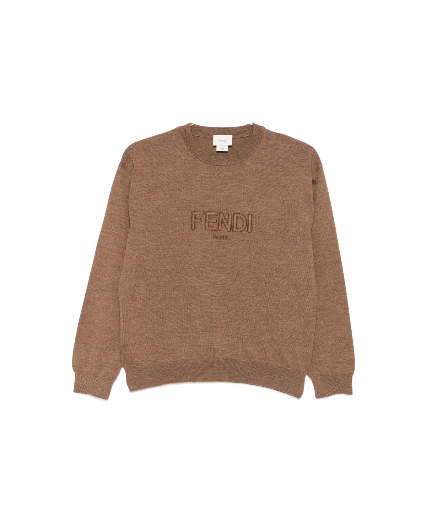 Fendi Kids Embroidered Sweater - Beige