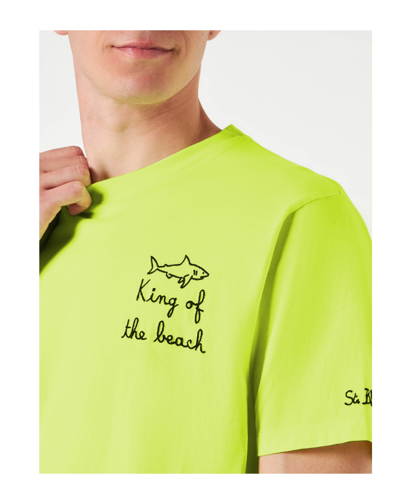 MC2 Saint Barth Man T-shirt With King Of The Beach Embroidery - YELLOW
