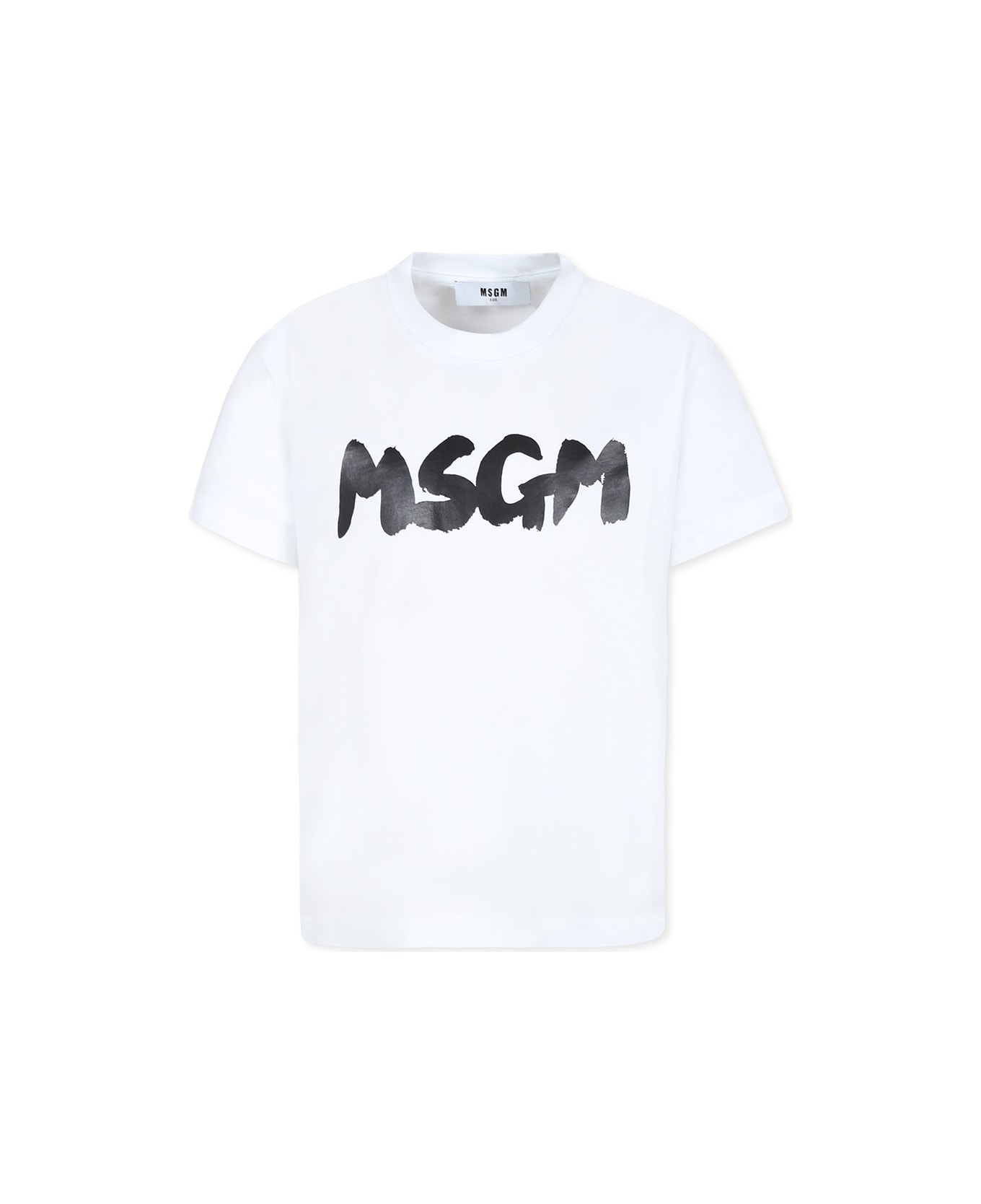 MSGM White T-shirt For Kids With Logo - Bianco