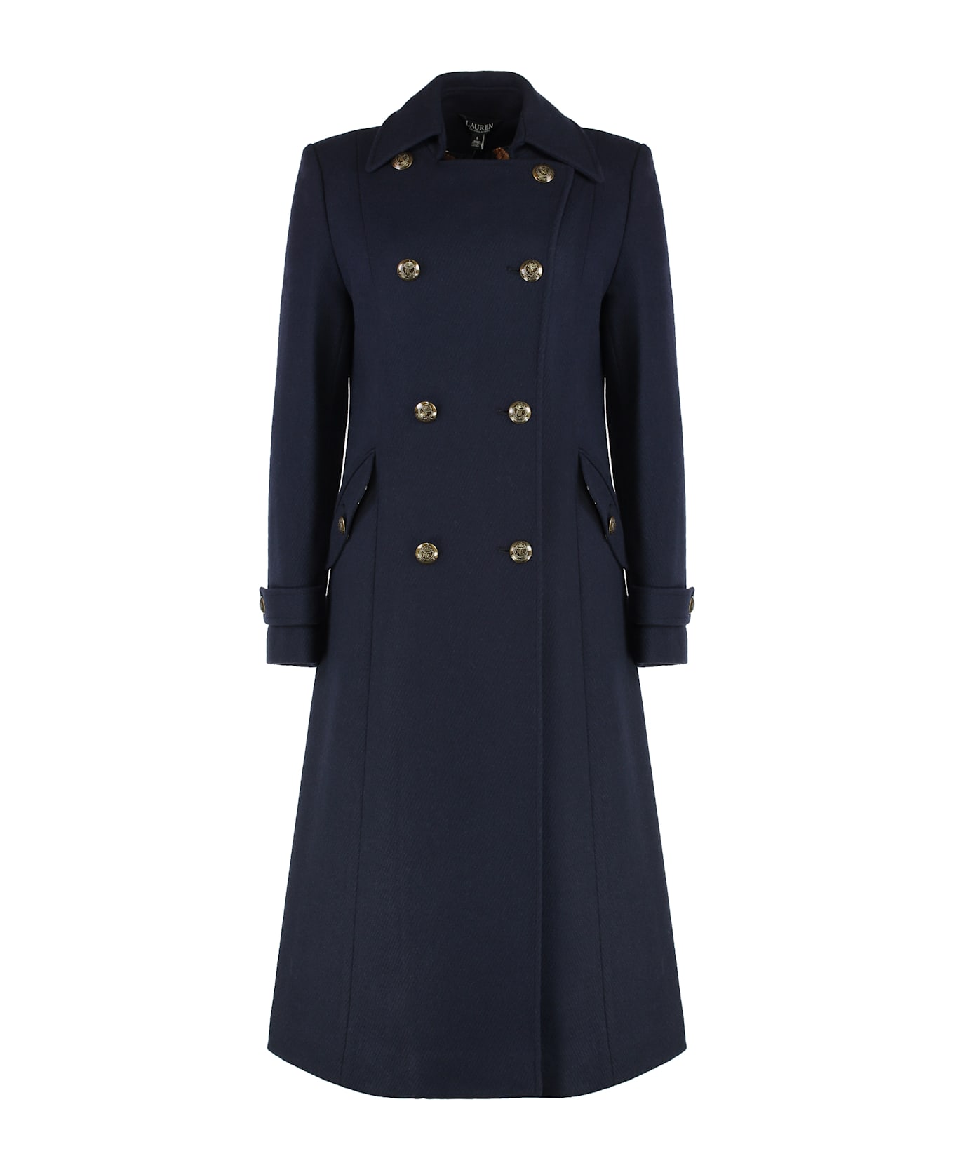 Ralph Lauren Double-breasted Coat In Wool - blue