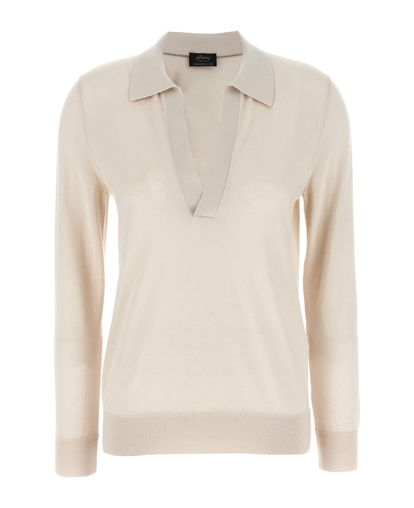 Brioni Cashmere And Silk Polo Shirt - Beige