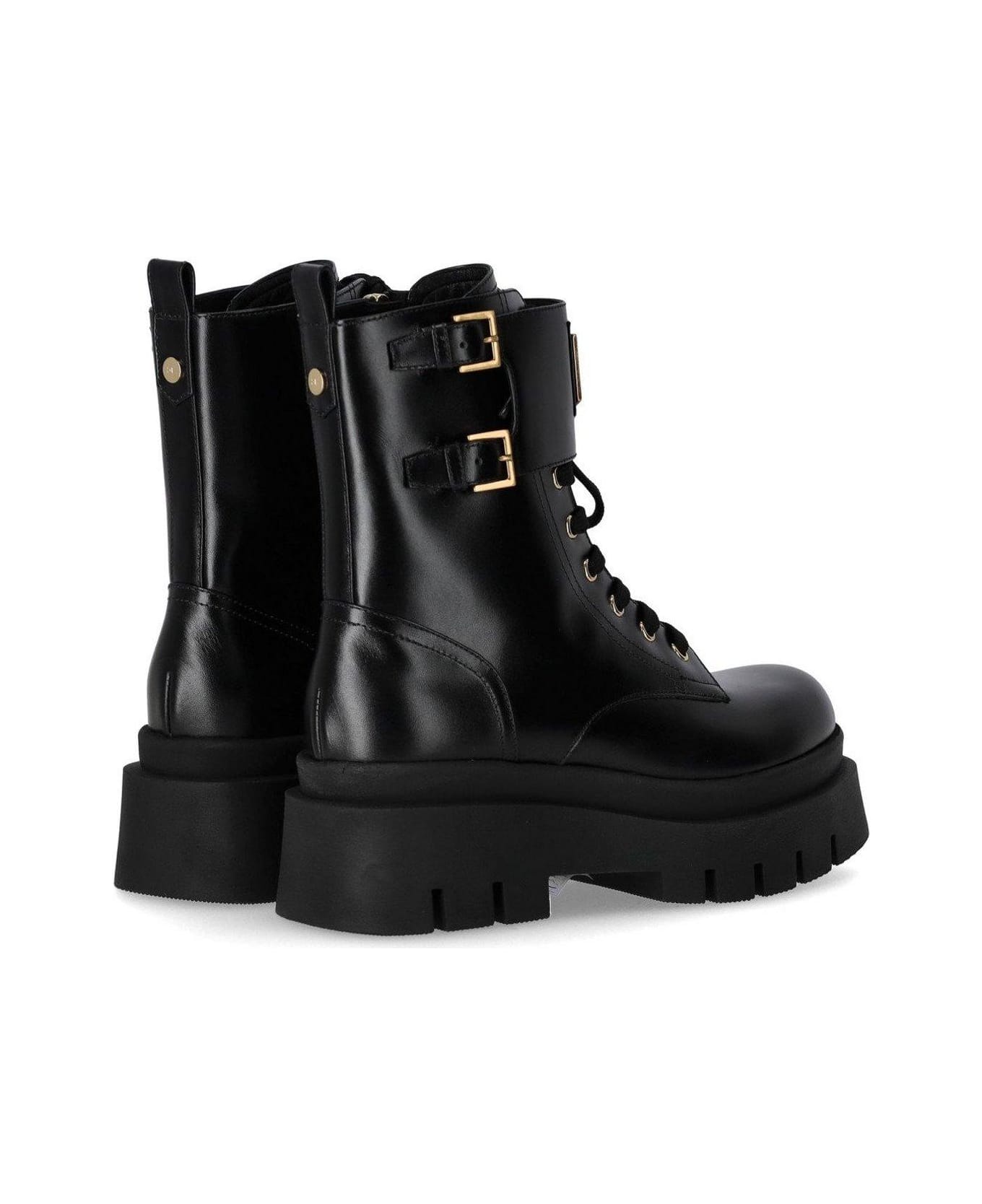 Elisabetta Franchi Logo Plaque Combat Boots - Nero