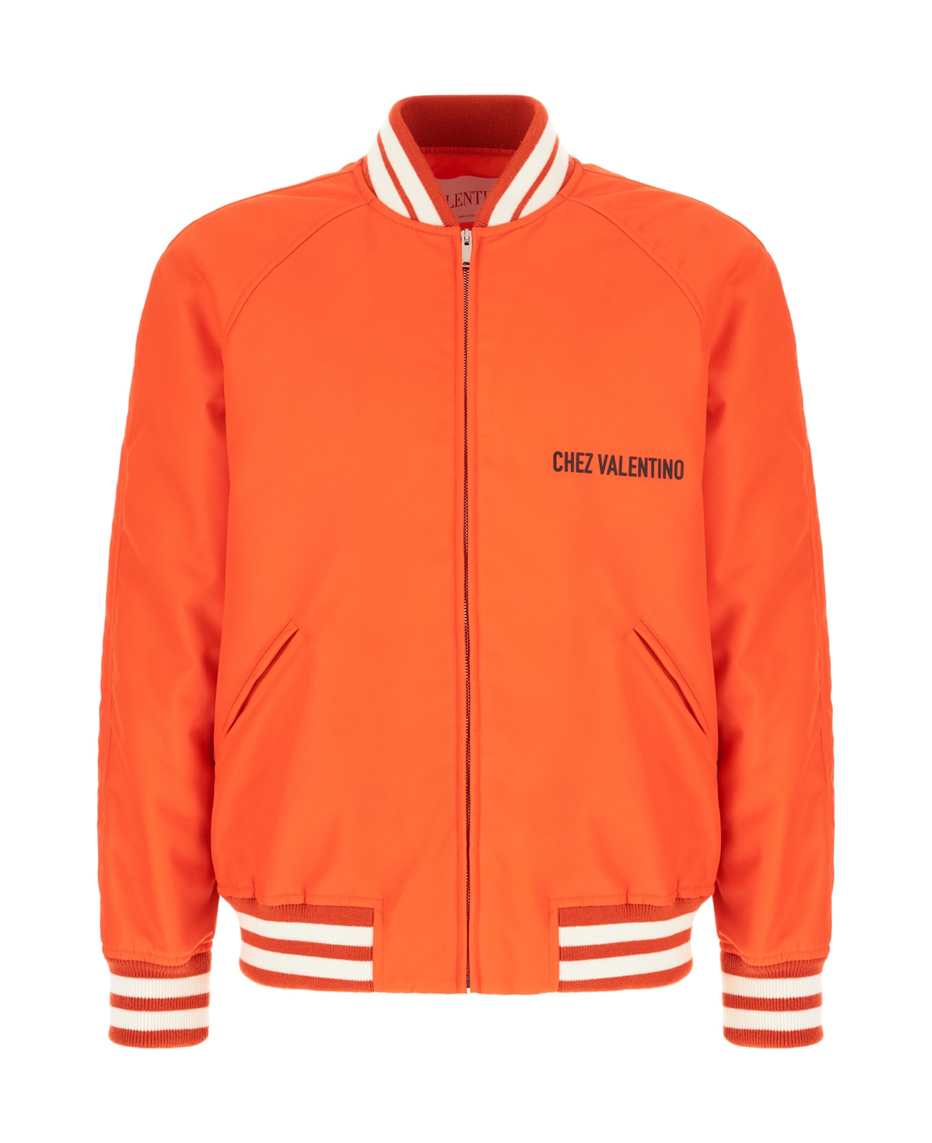 Valentino Garavani Fluo Orange Nylon Padded Bomber Jacket - ARANCIO NERO