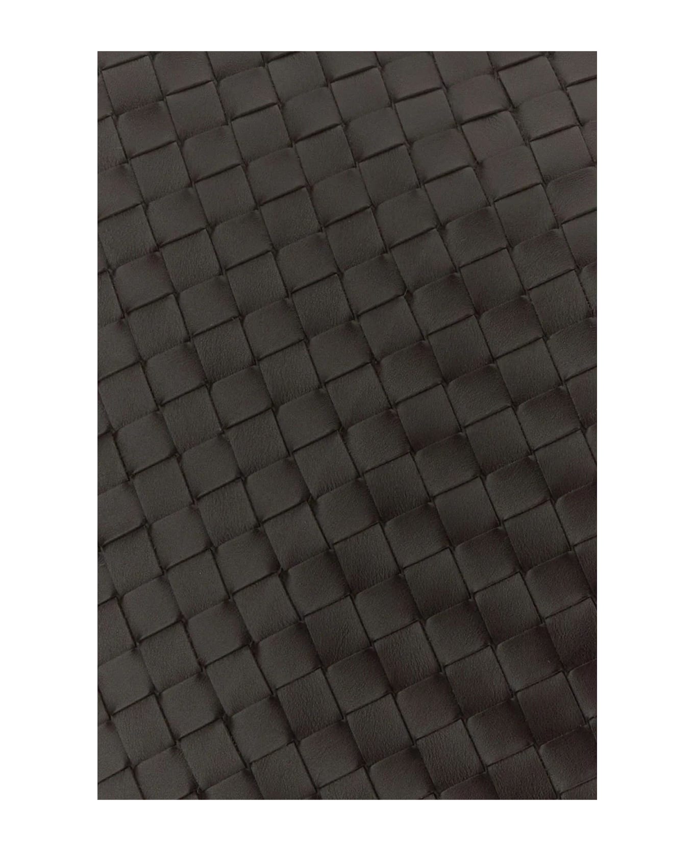 Bottega Veneta Dark Brown Leather Intrecciato Shopping Bag - Fondant/silver