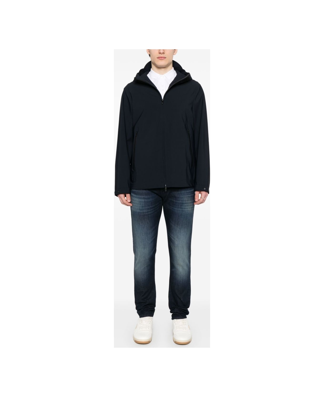 Emporio Armani Nylon Hooded Jacket - Blue