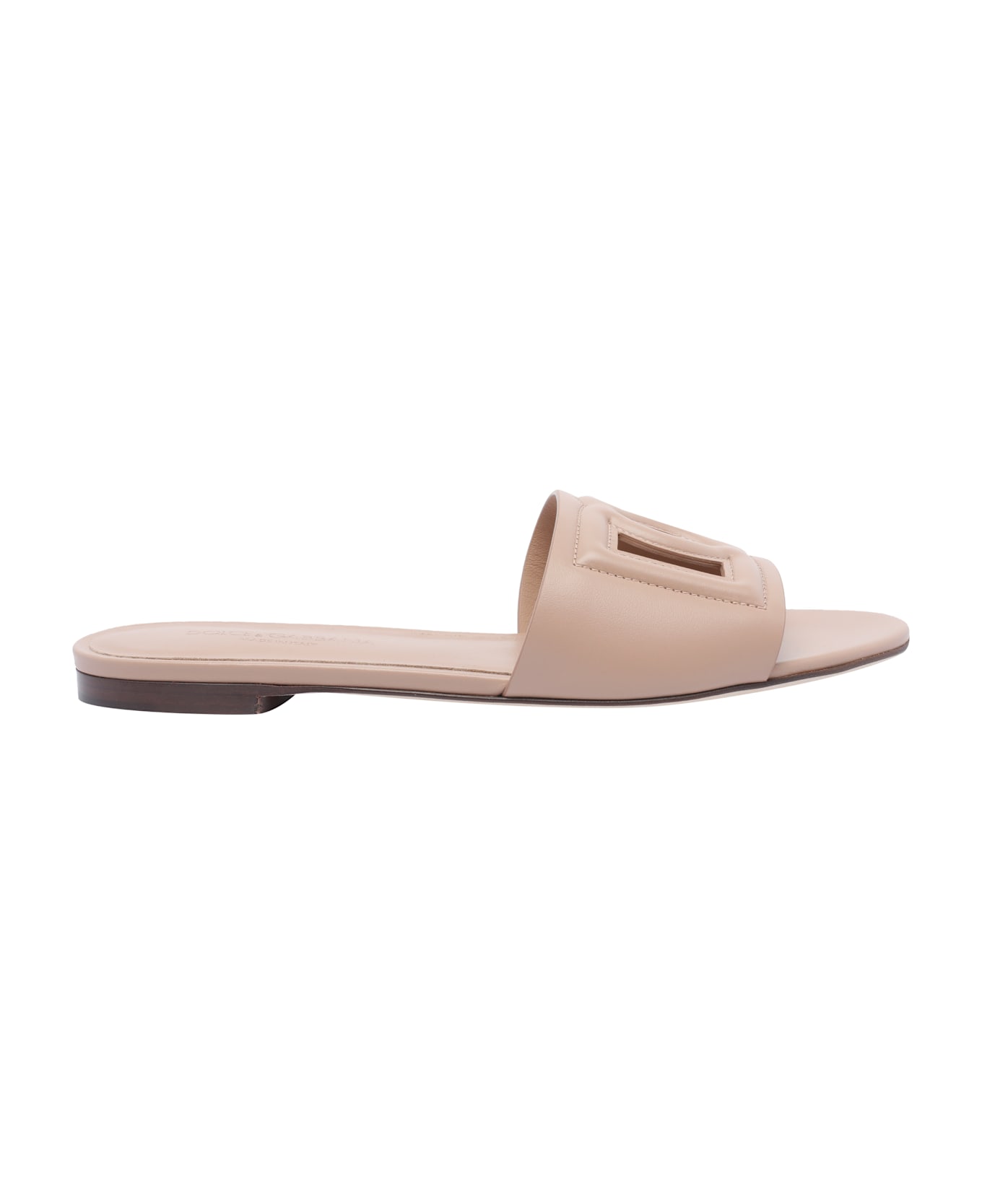 Dolce 
Gabbana Logo Dg Leather Slide - Powder