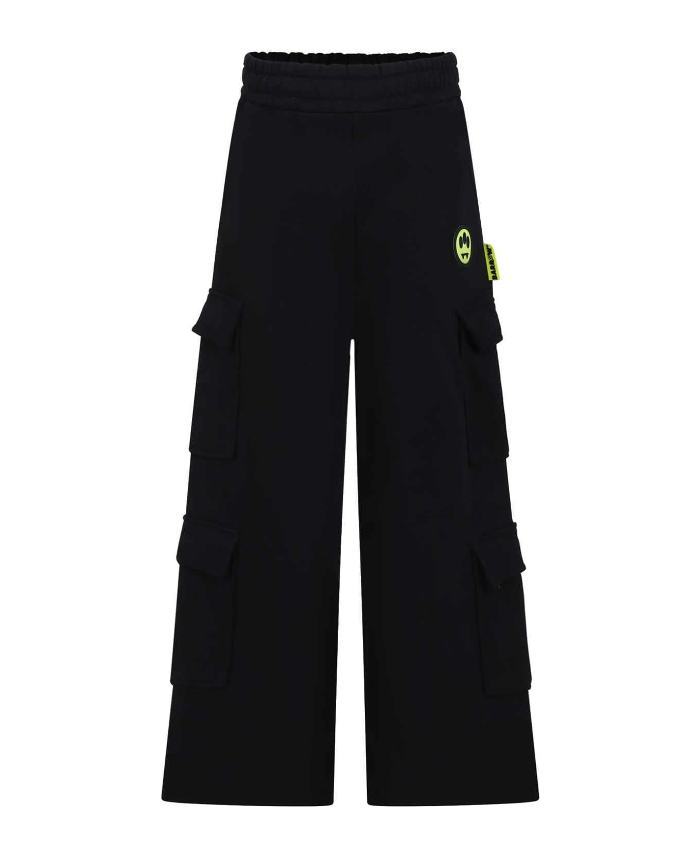 Barrow Black Trousers For Kids With Smiley - Black ボトムス