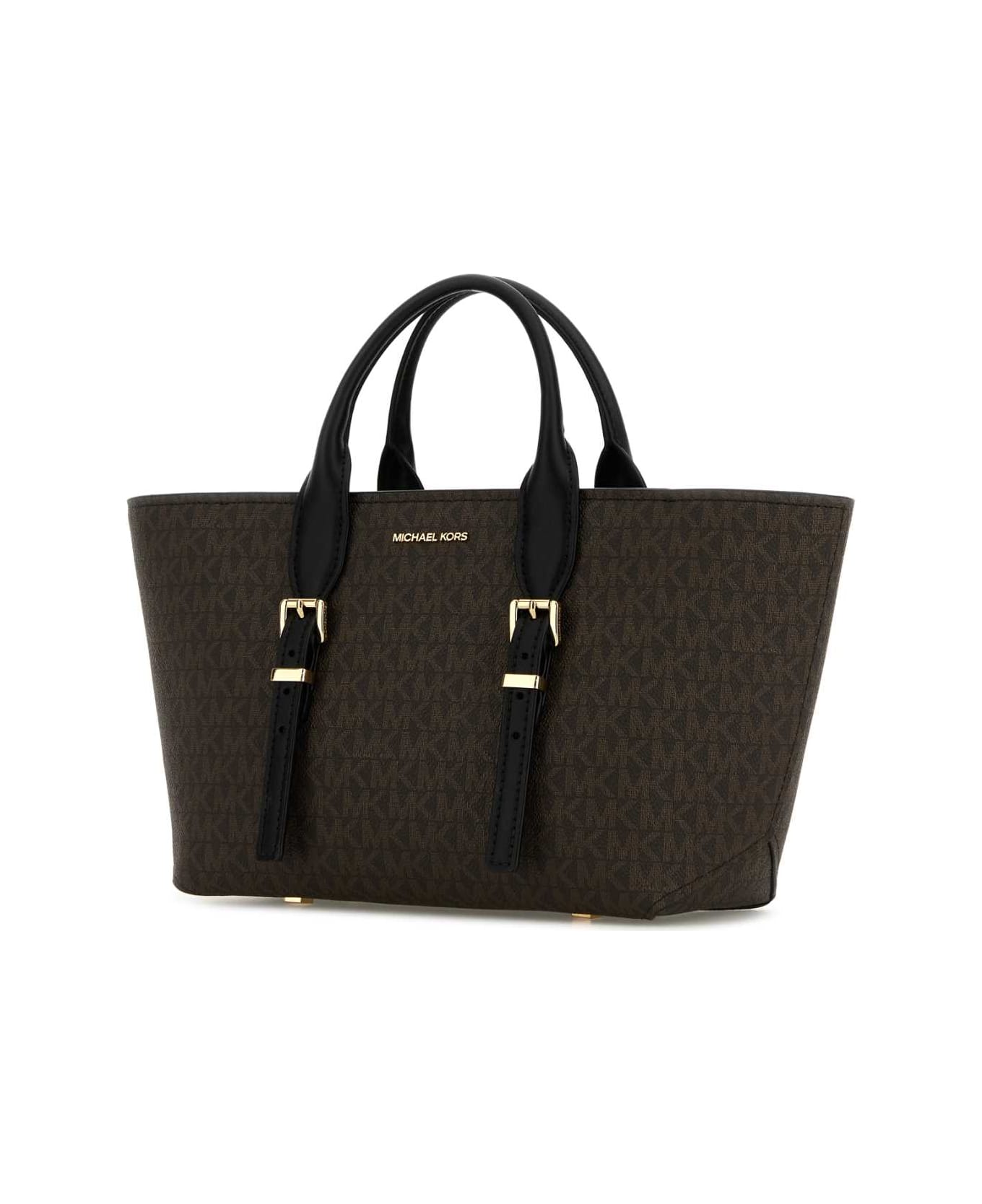 Michael Kors Printed Canvas Moore Shopping Bag - BROWNBLK