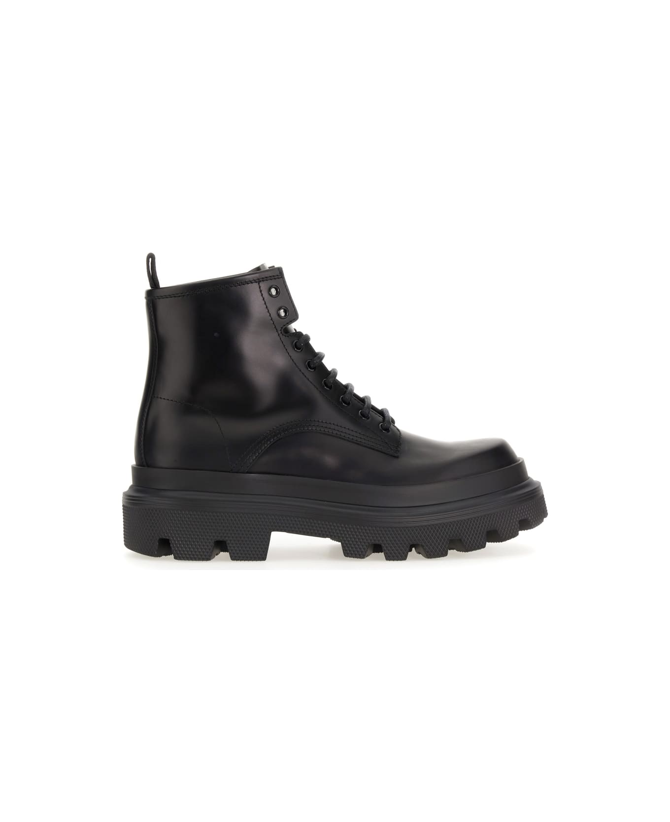 Dolce & Gabbana Ankle Boot With Logo Plaque - Nero