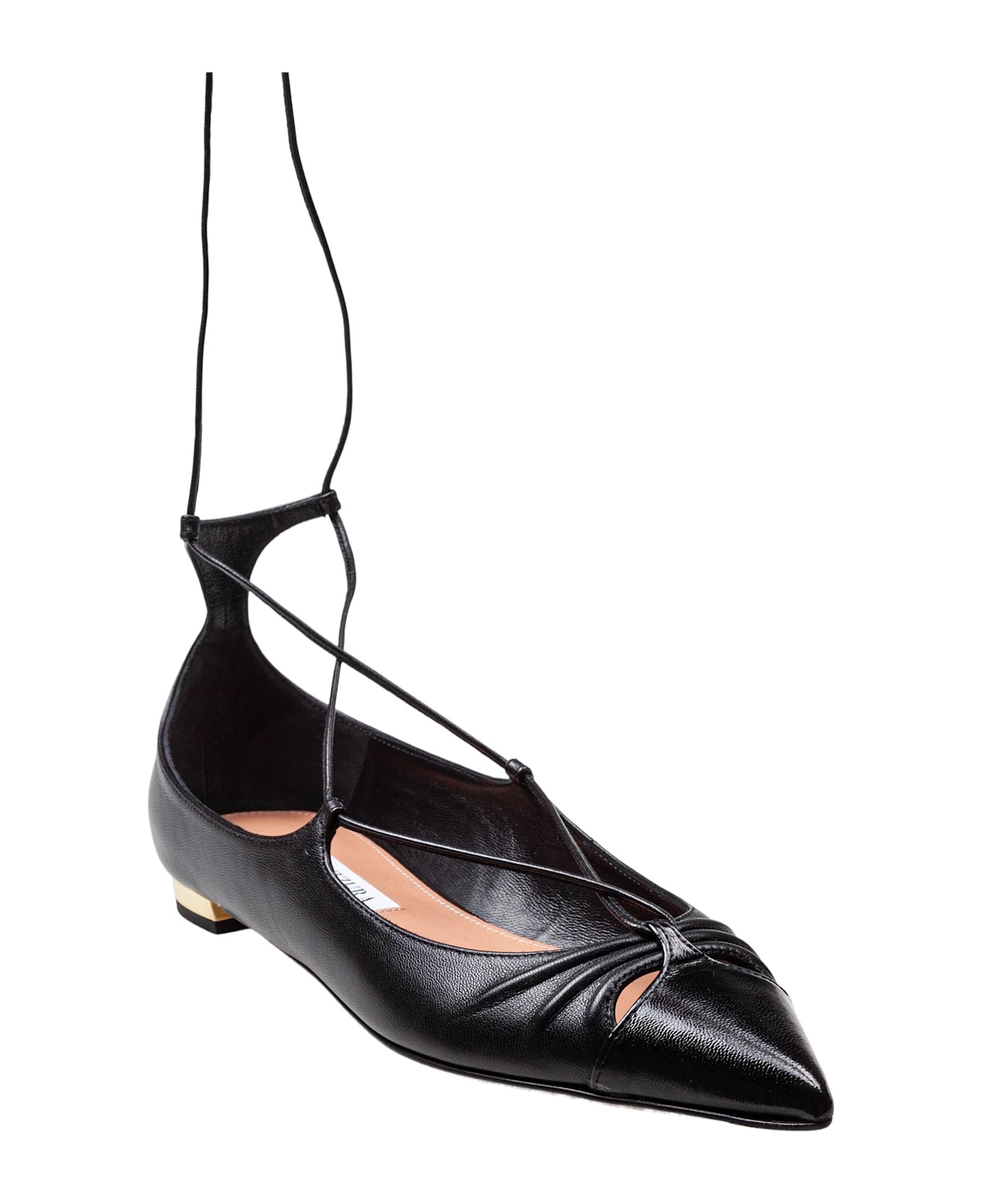 Aquazzura Gabi Flat In Nappa Color Black - Black