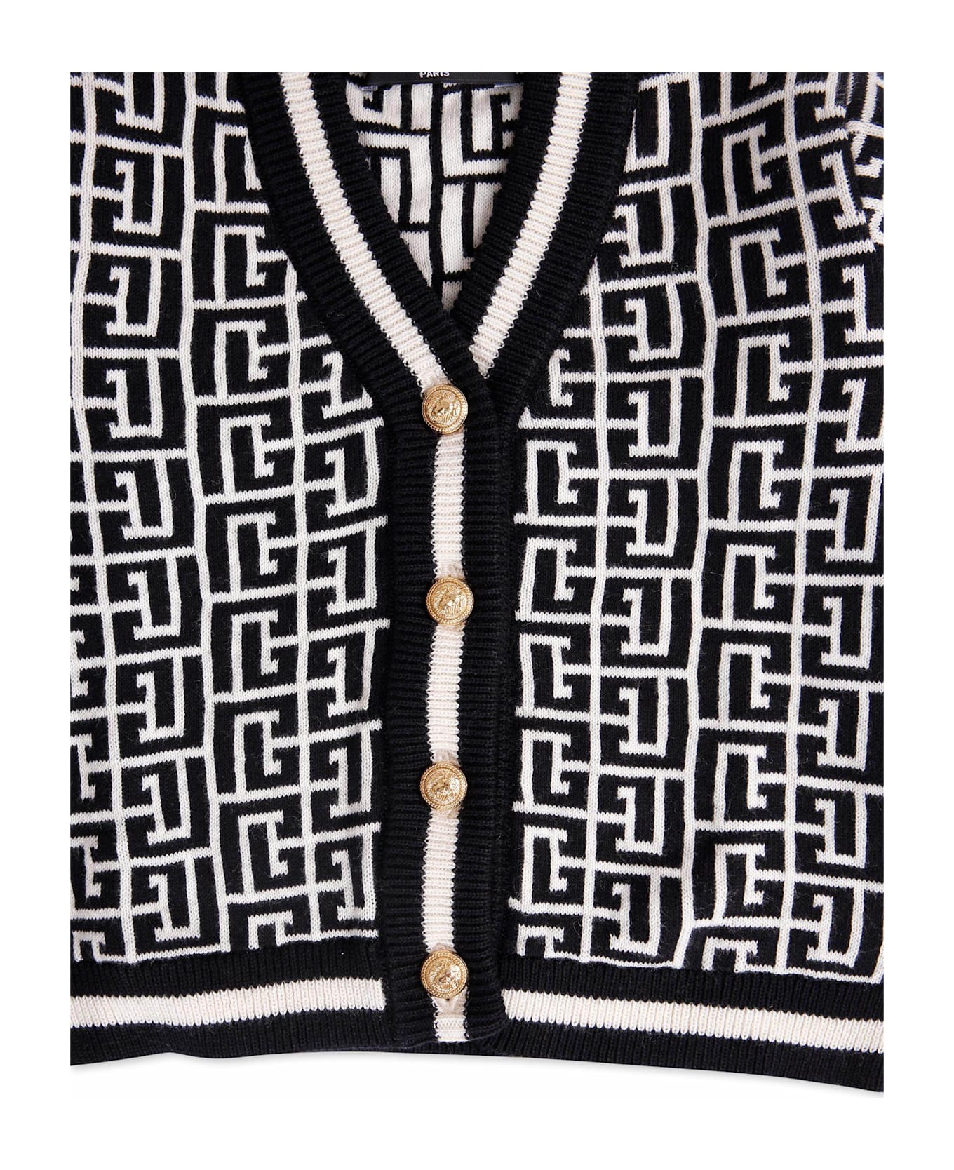 Balmain Black Cardigan For Baby Boy With Labyrinth - Black