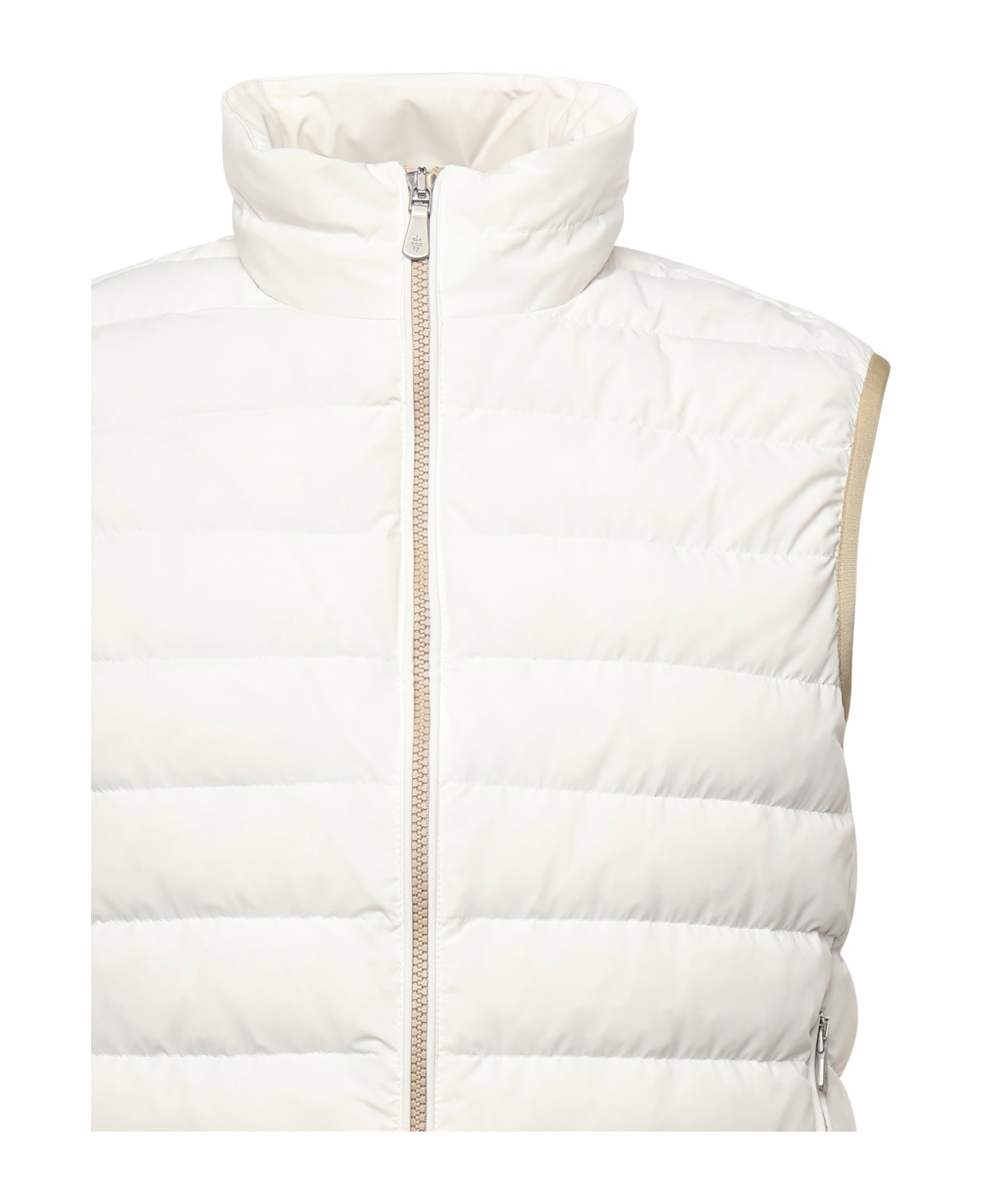 Eleventy Padded Vest With Zip - Beige
