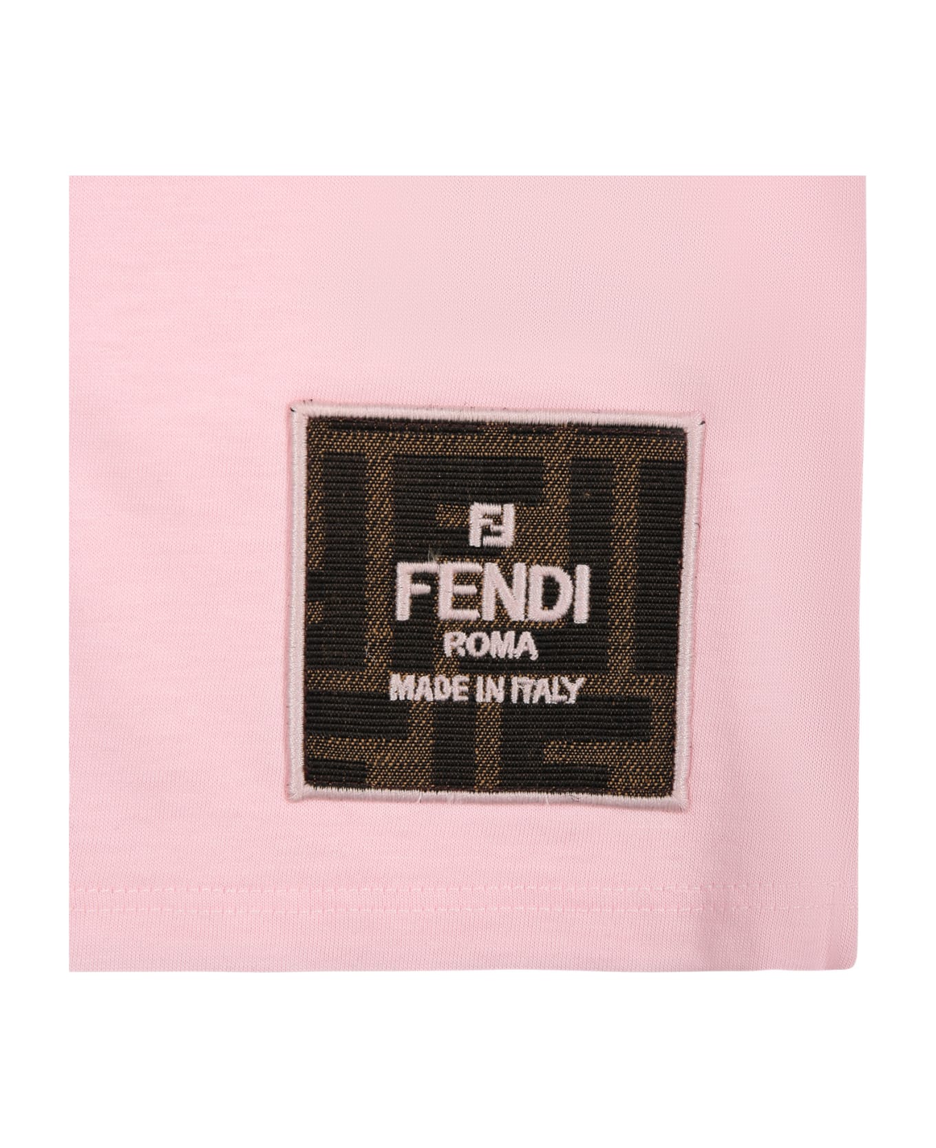Fendi Pink T-shirt For Baby Girl With Ff - Pink Tシャツ＆ポロシャツ