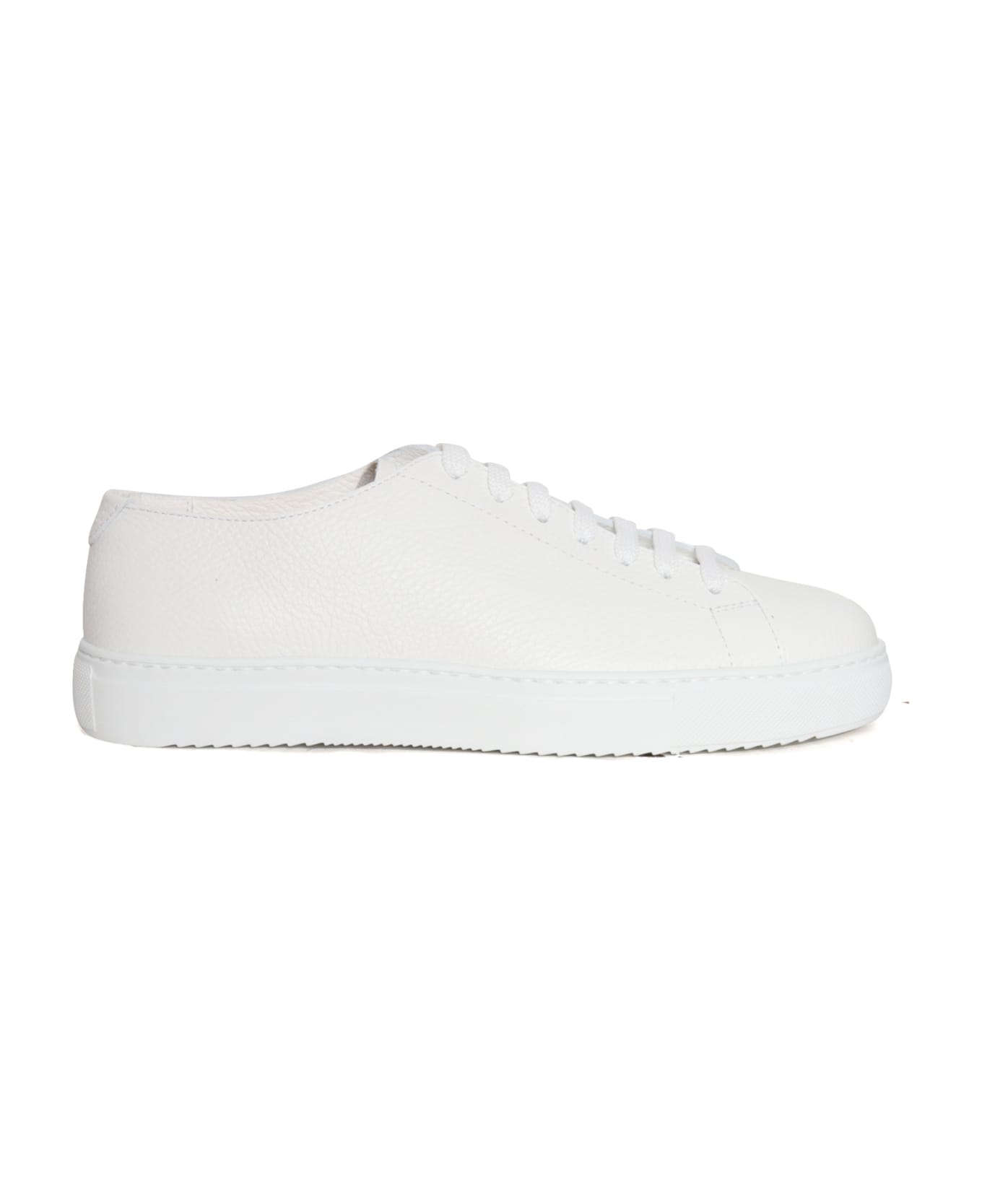 Doucal's White Leather Sneakers - WHITE