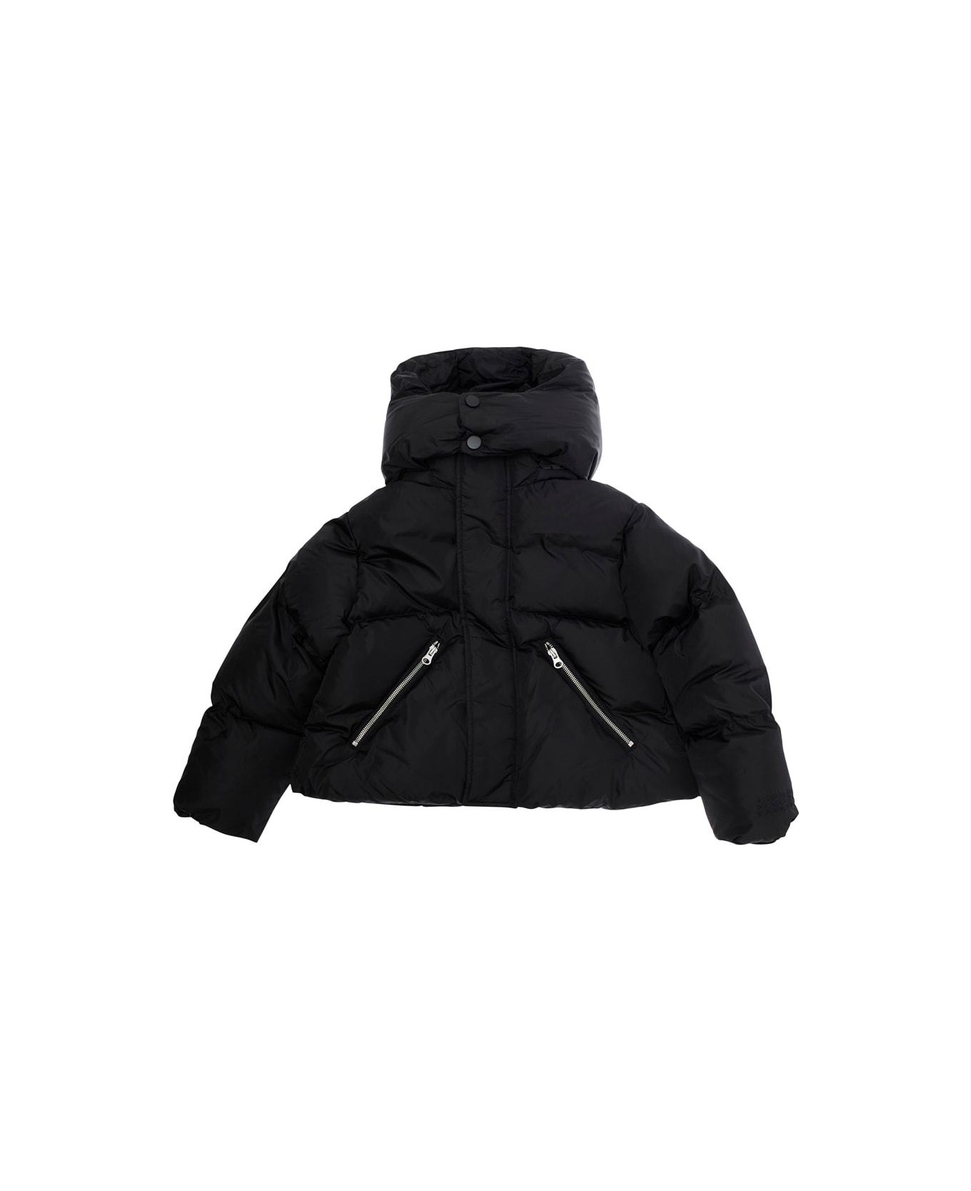 MM6 Maison Margiela Black Jacket With Hood And Front Zip Pockets In Tech Fabric Boy - Black