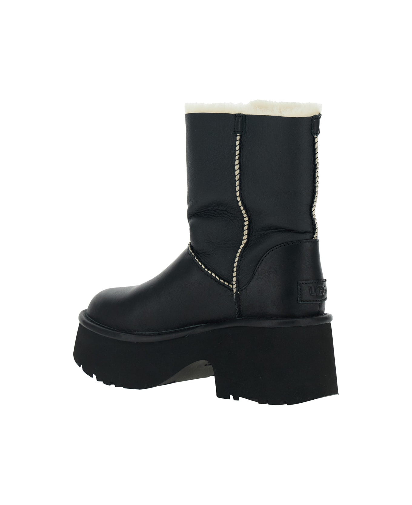 UGG 
esmee
 Black Ankle Boots With Fur Detailing And Platform In Leather Woman - Black