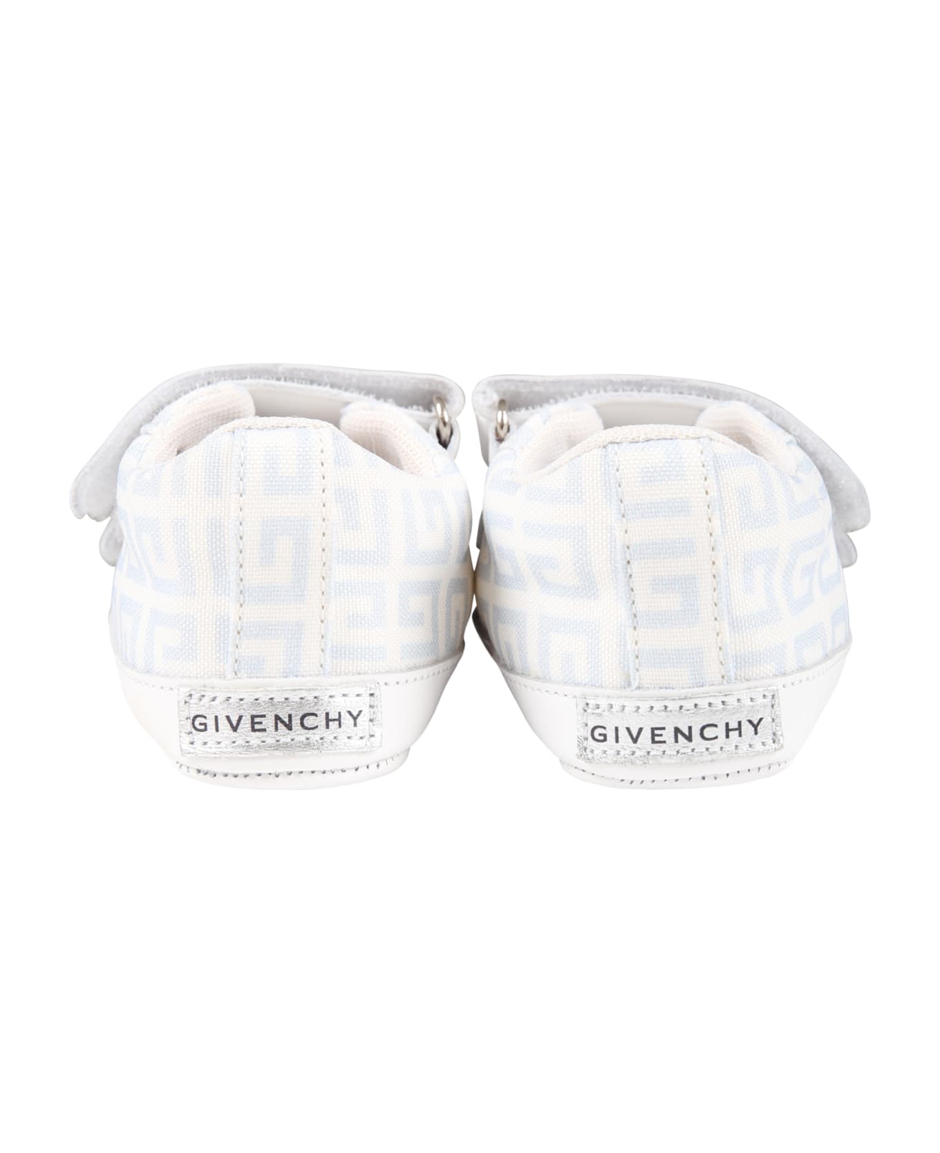 Givenchy White Sneakers For Baby Boy With Logo - Light Blue