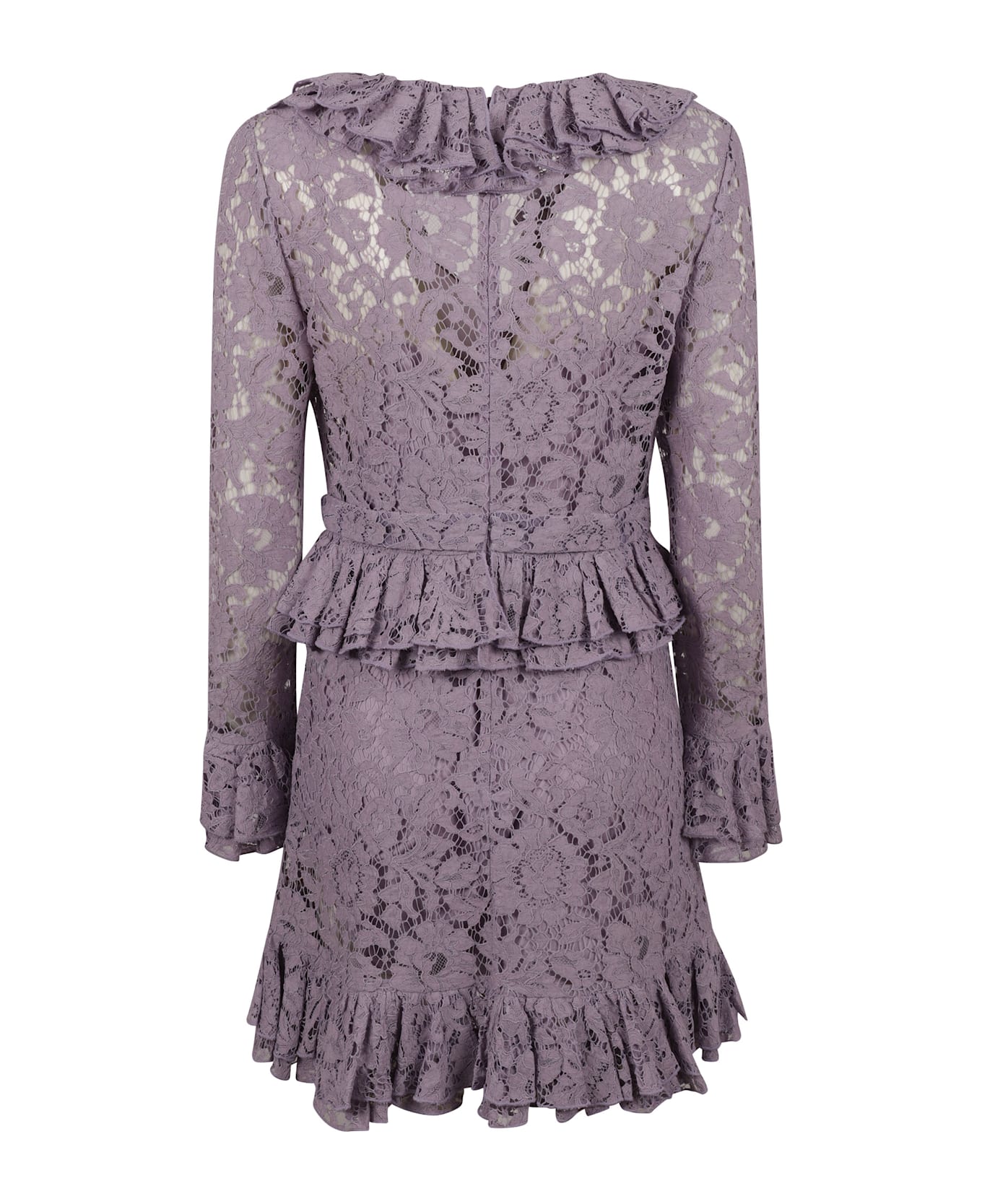 Valentino Garavani Ruffled Floral Laced Dress - Lavanda